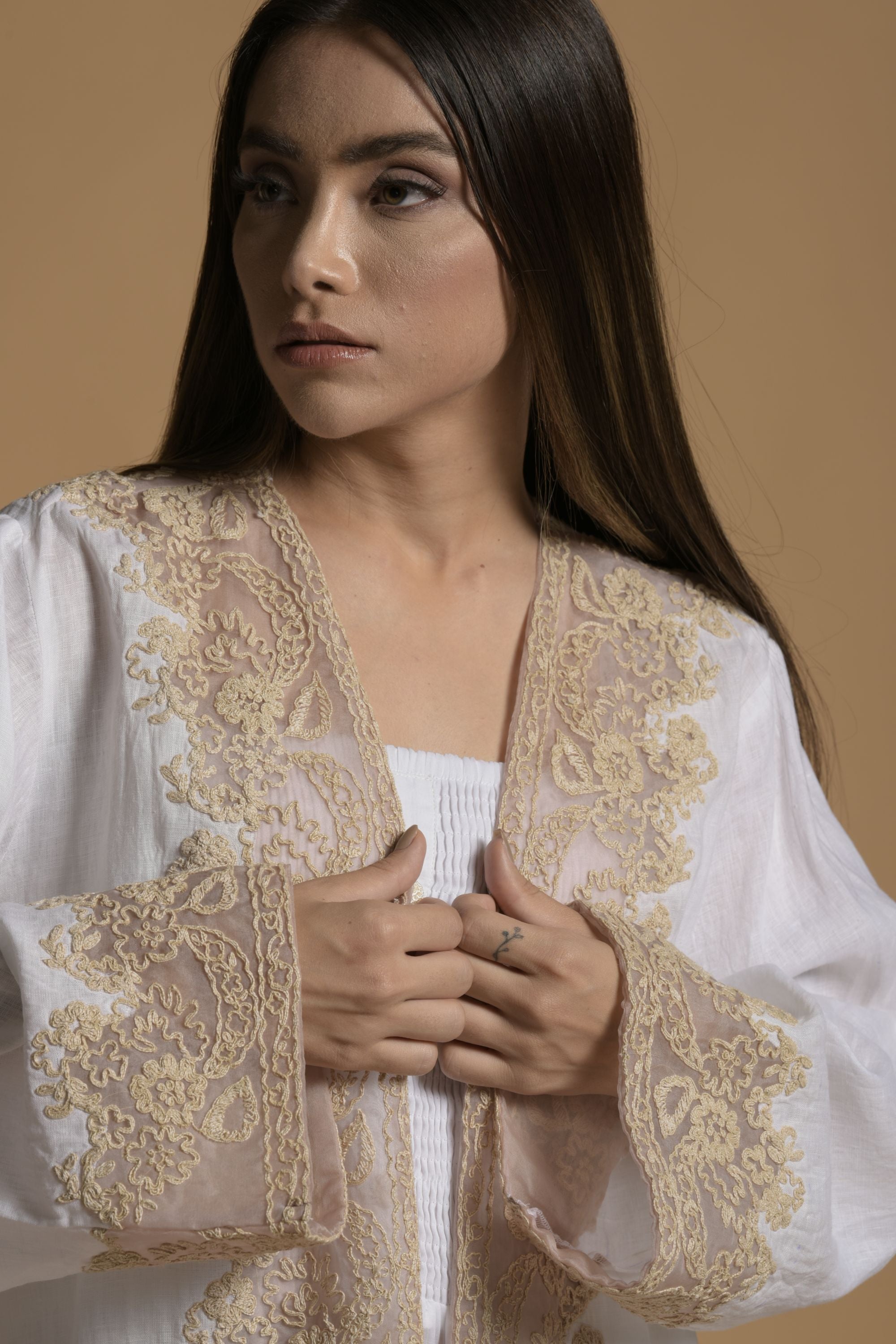 Arzoo Embroidered Bisht with Cotton Inner Dress