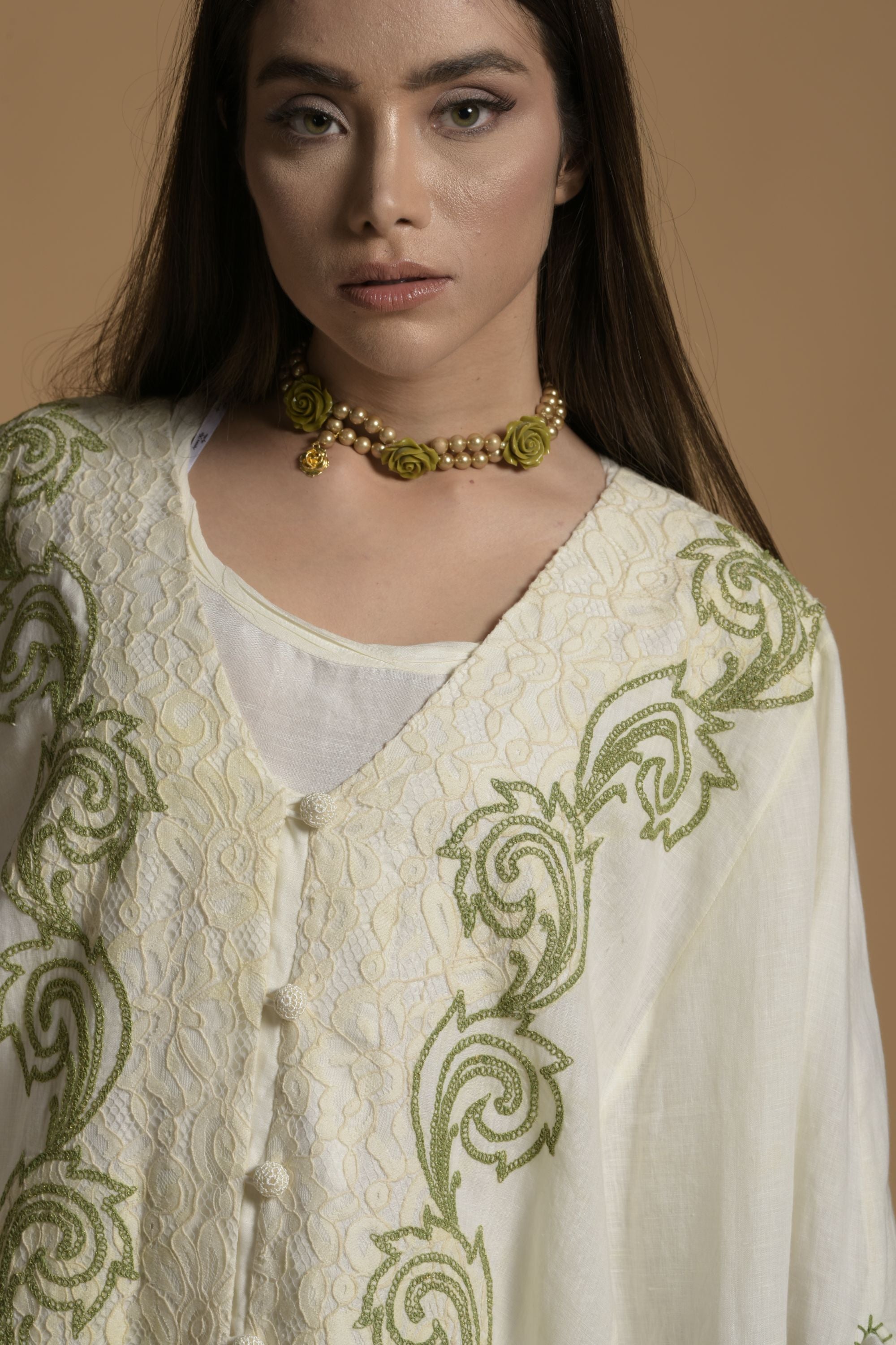 Wardah Embellished Cape with Cotton Inner Dress
