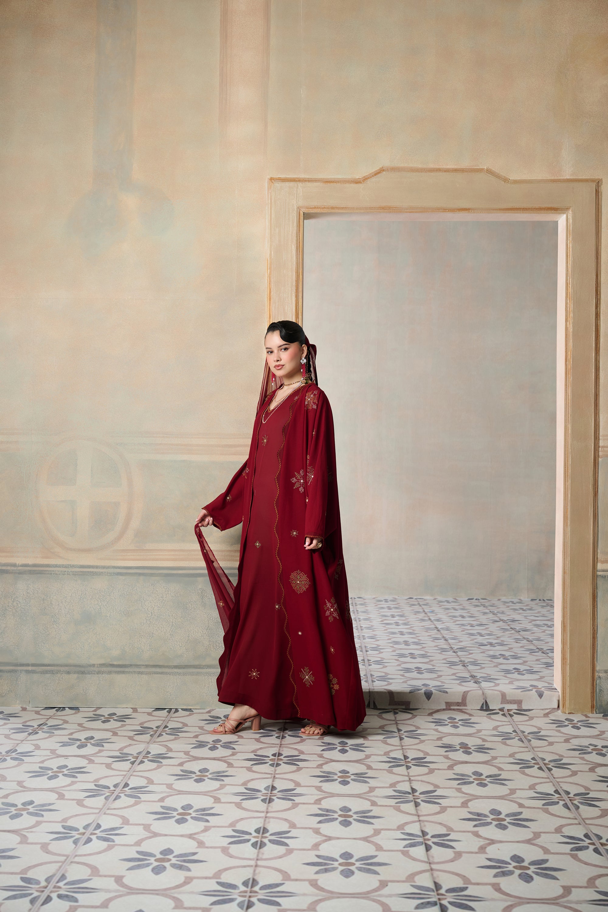 Halaa Embroidered Abaya with Embellishment