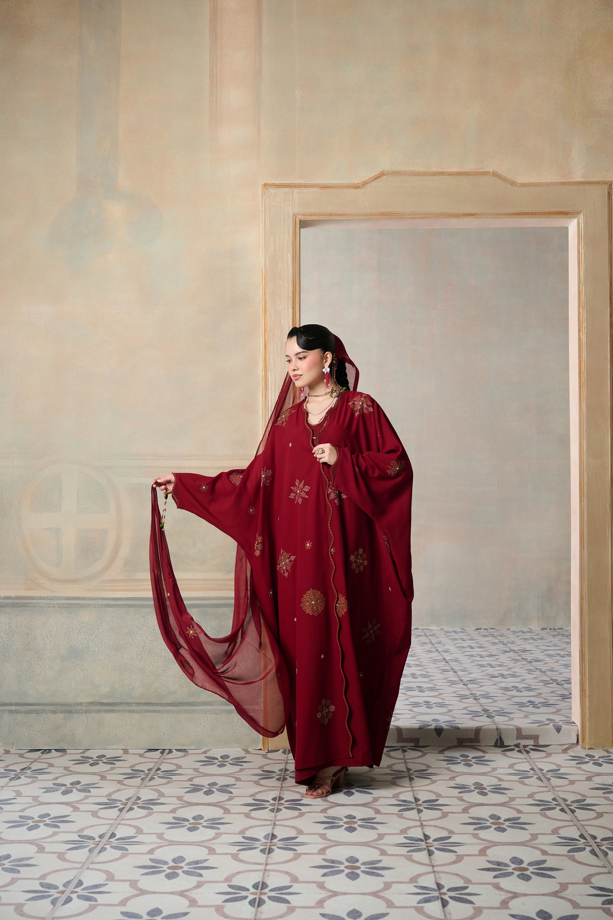 Halaa Embroidered Abaya with Embellishment