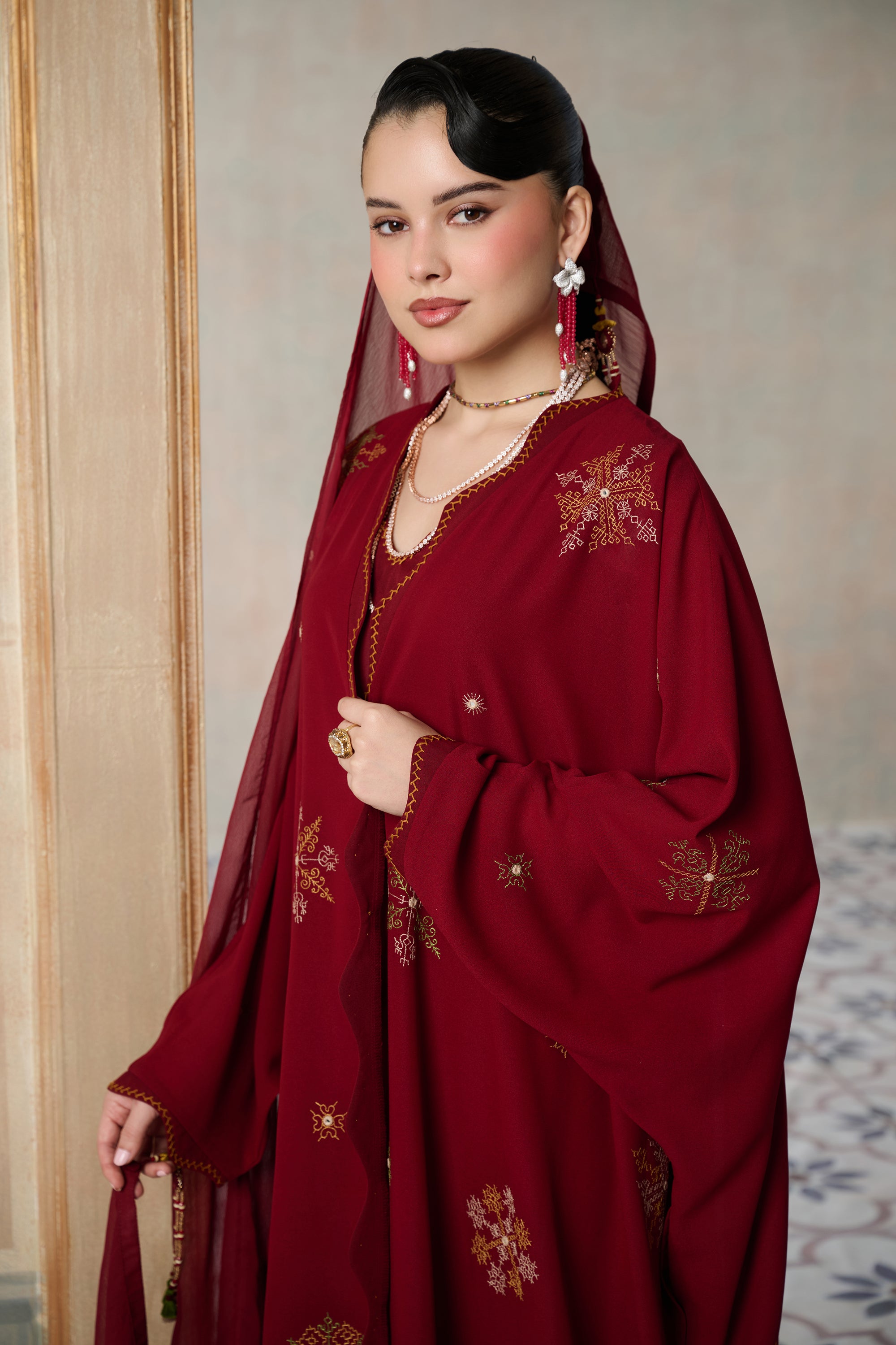 Halaa Embroidered Abaya with Embellishment