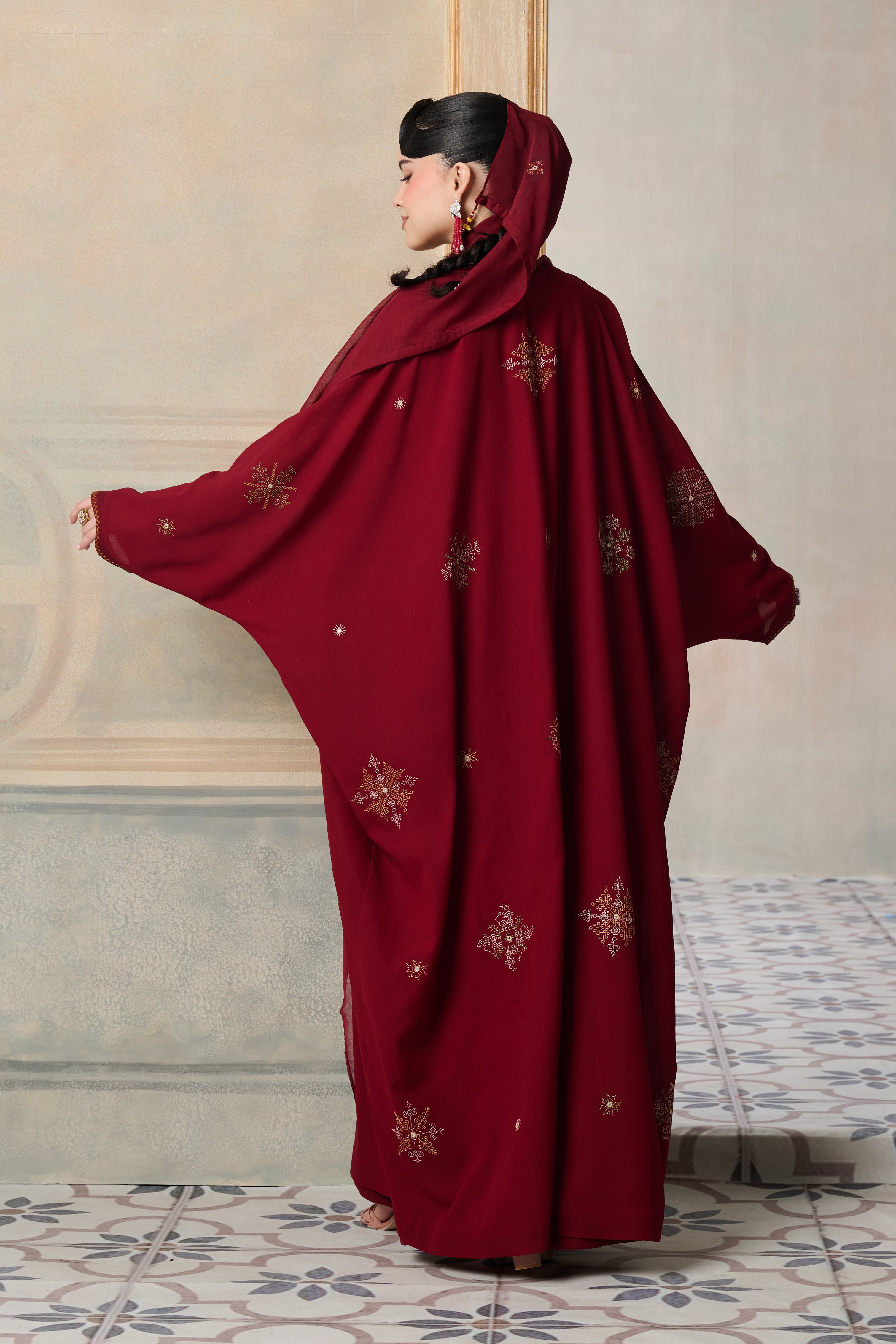 Halaa Embroidered Abaya with Embellishment