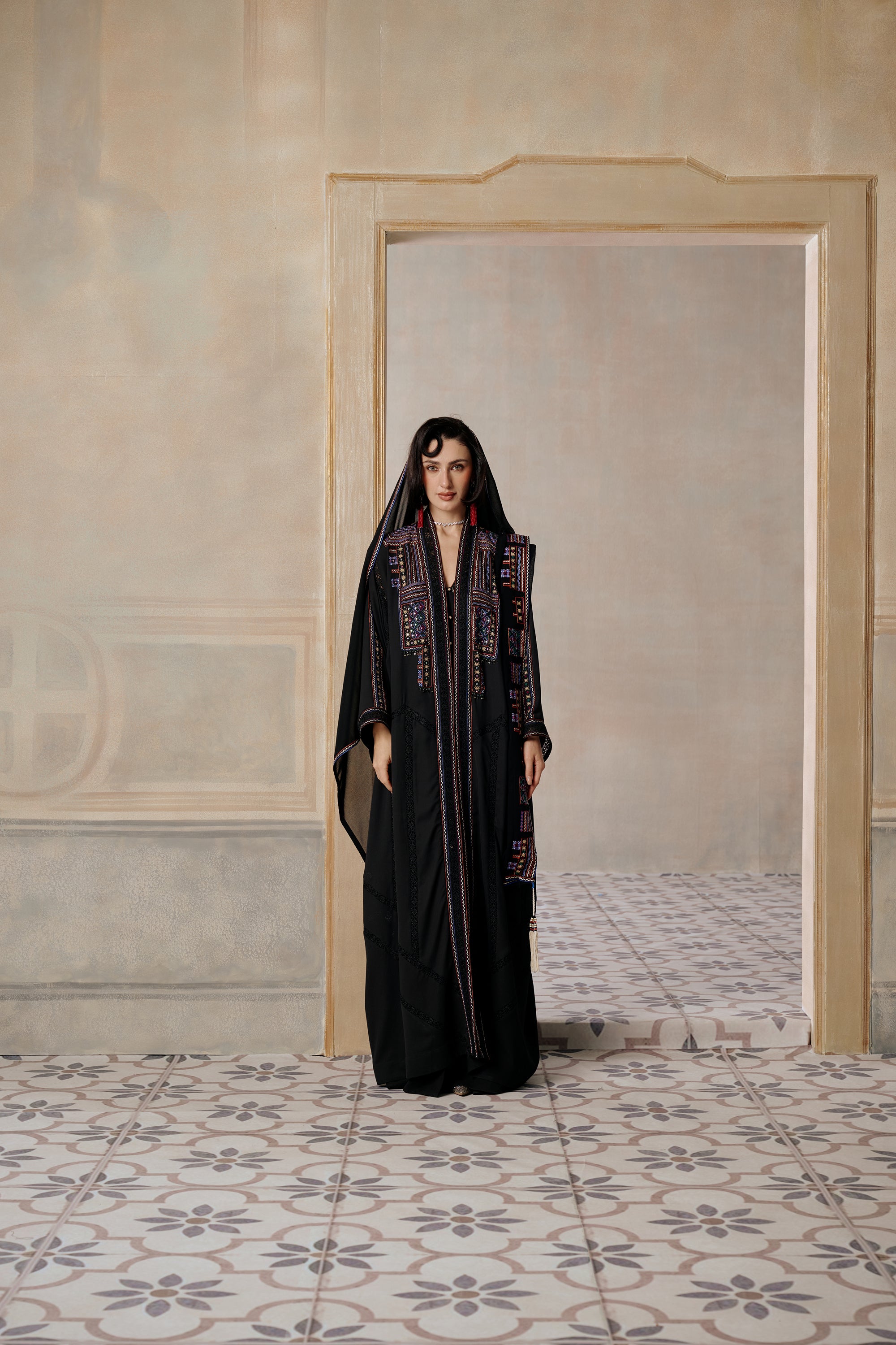 Mahdiyah Embroidered Abaya with Embellishment