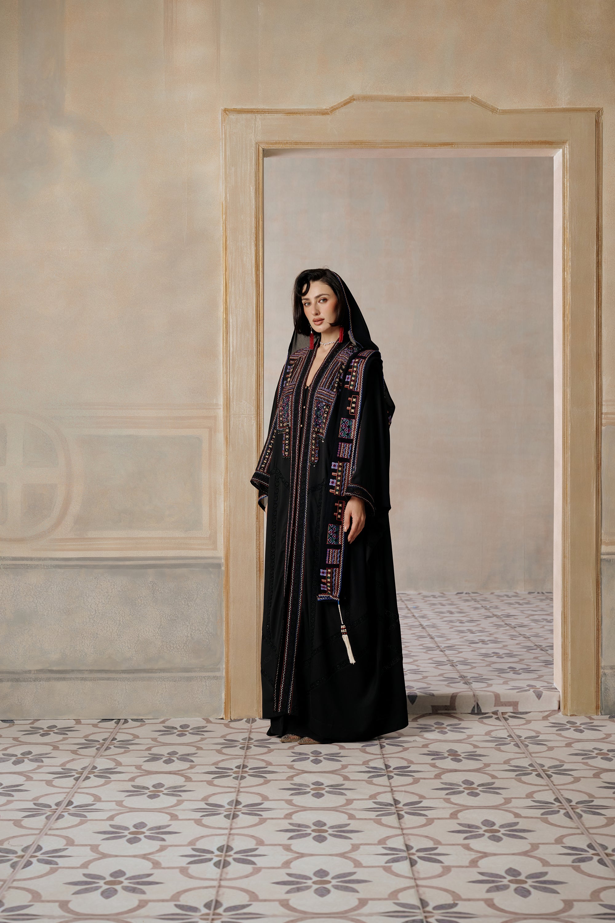 Mahdiyah Embroidered Abaya with Embellishment