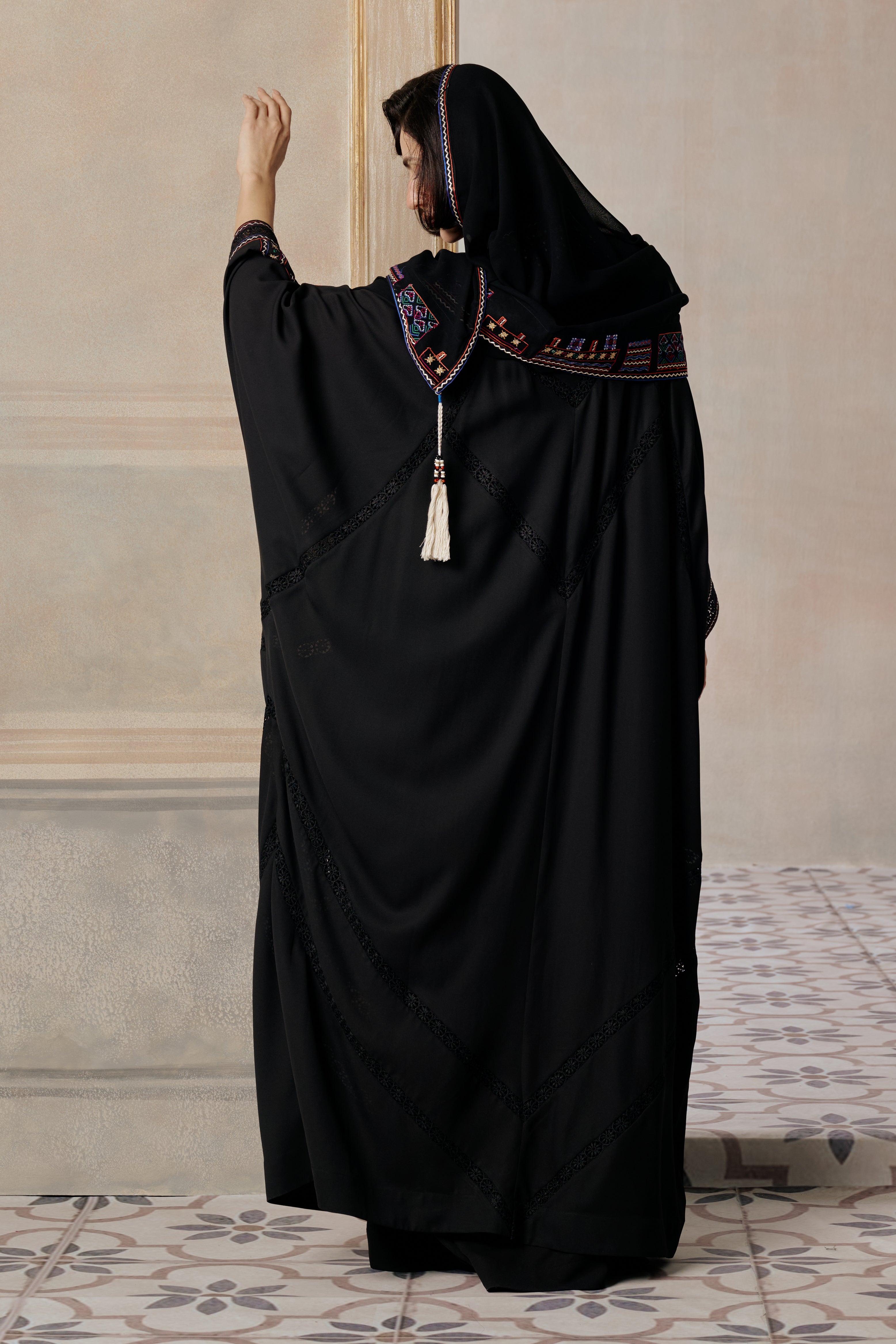 Mahdiyah Embroidered Abaya with Embellishment
