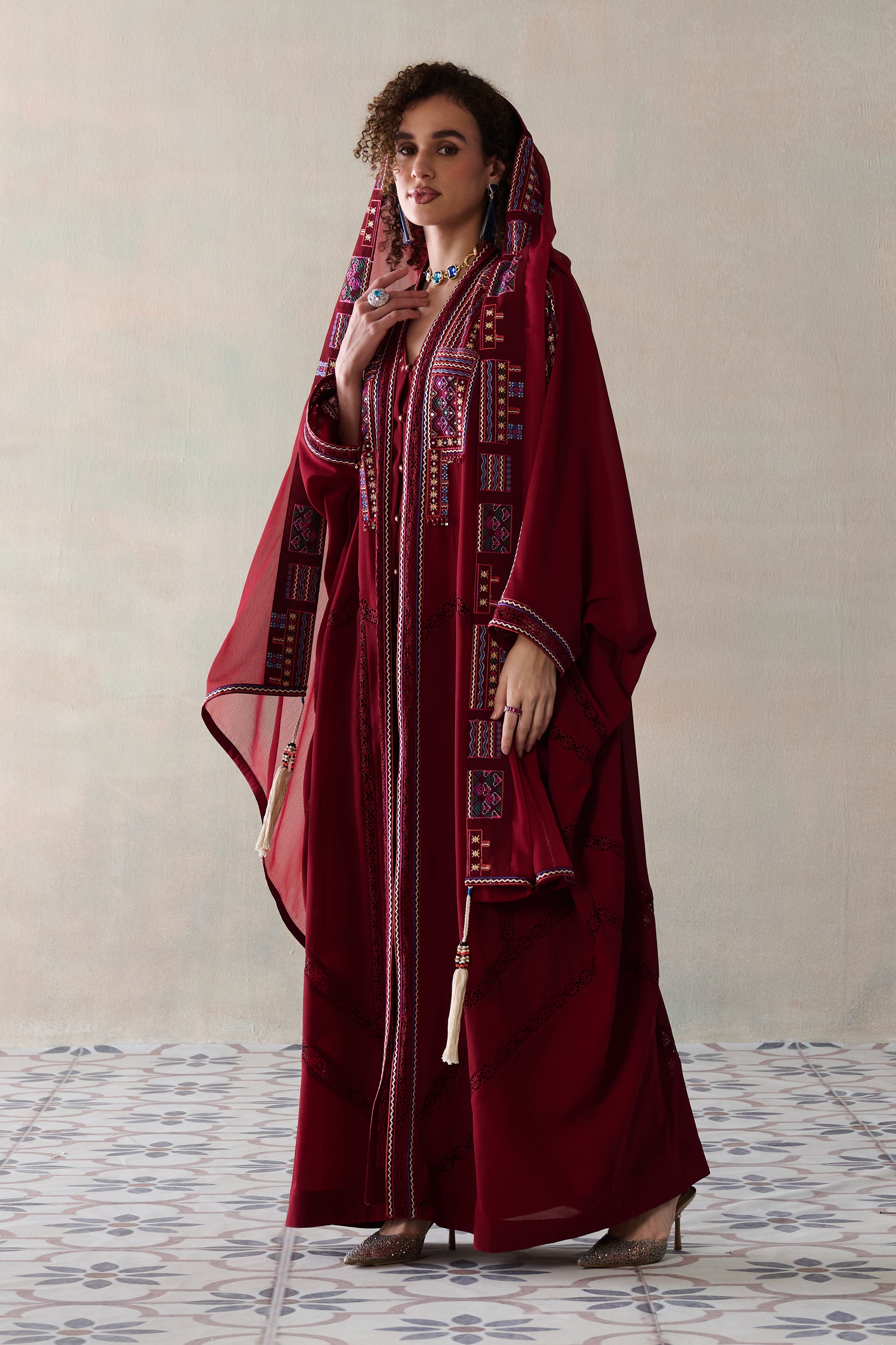 Mahaa Embroidered Abaya with Embellishment