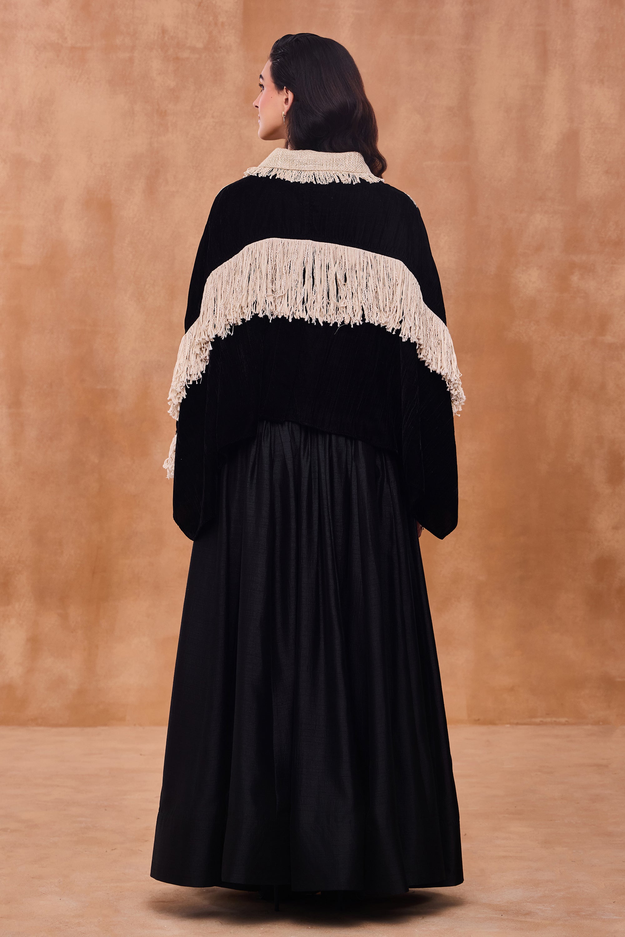Hamida Embroidered & Embellished Cape with Skirt