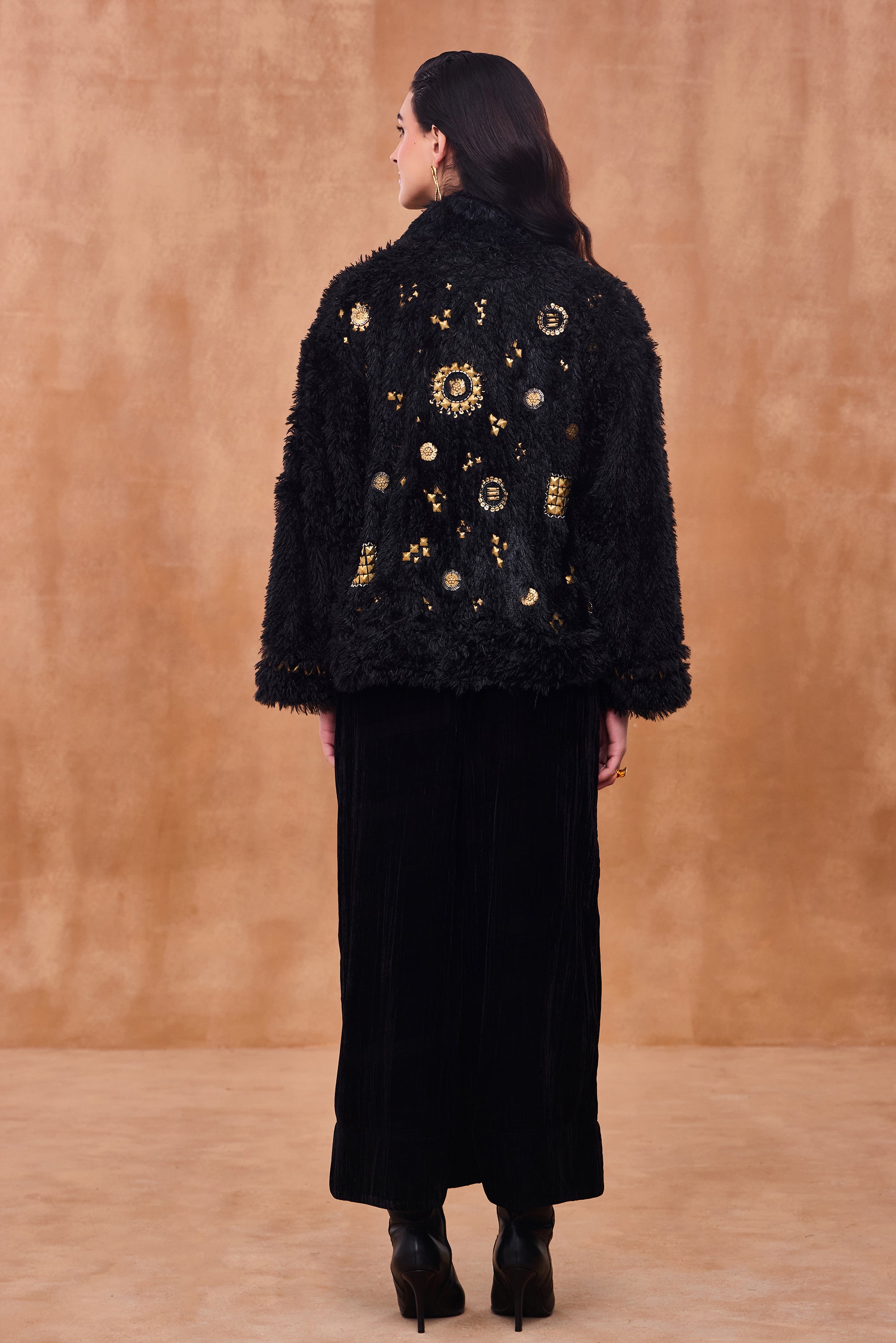 Ruqaiya Short Bisht & Embellished Jumpsuit