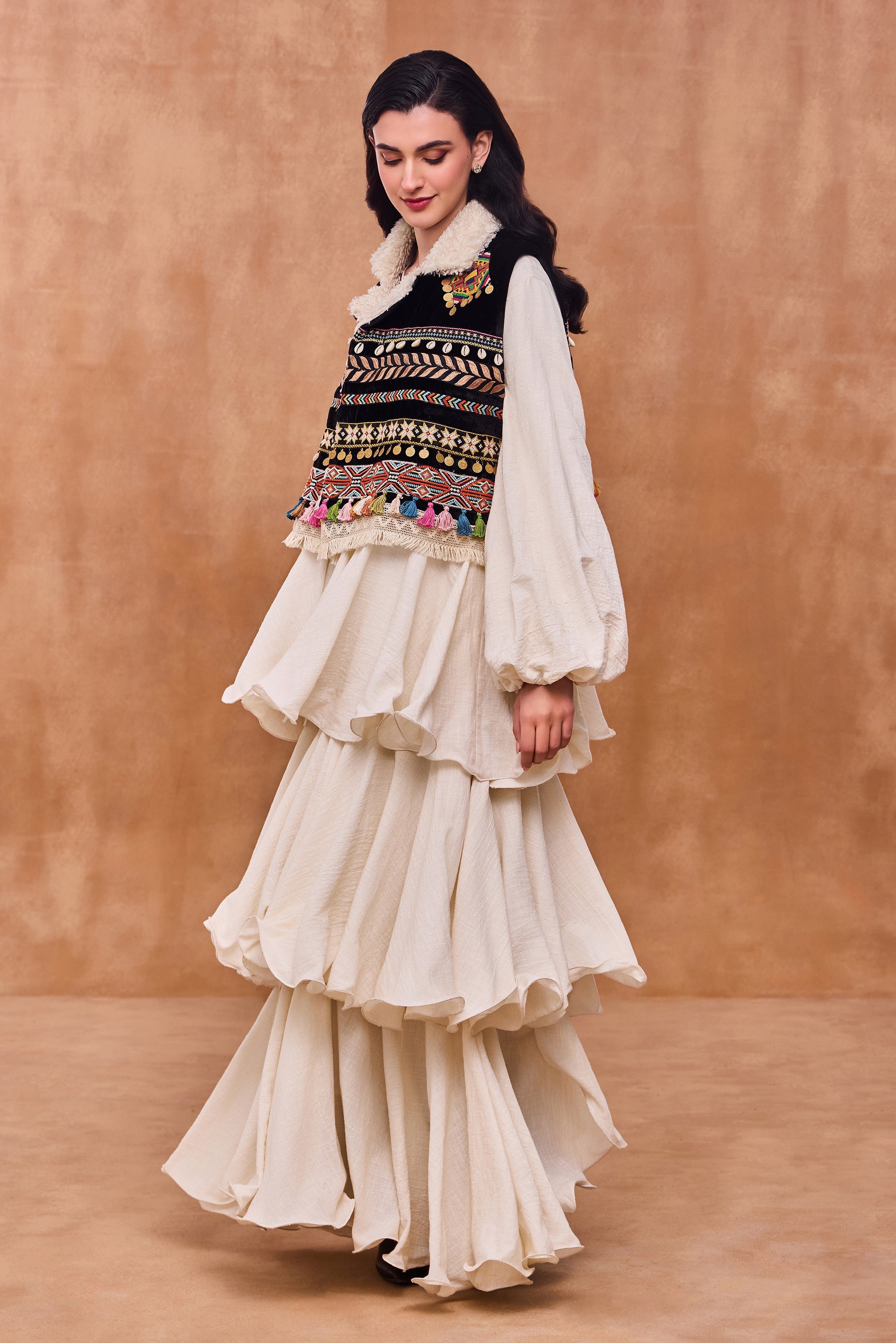 Firdaus Embroidered Short Bisht with Embellishment