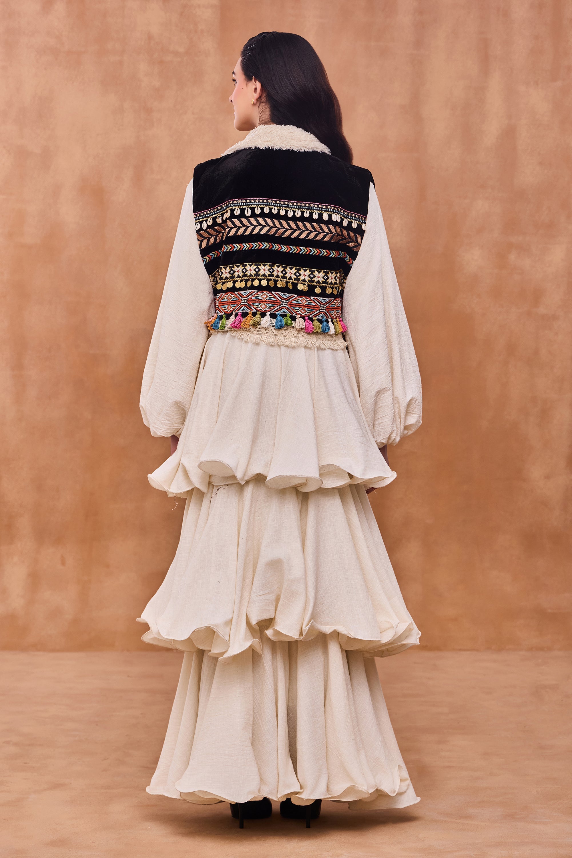 Firdaus Embroidered Short Bisht with Embellishment