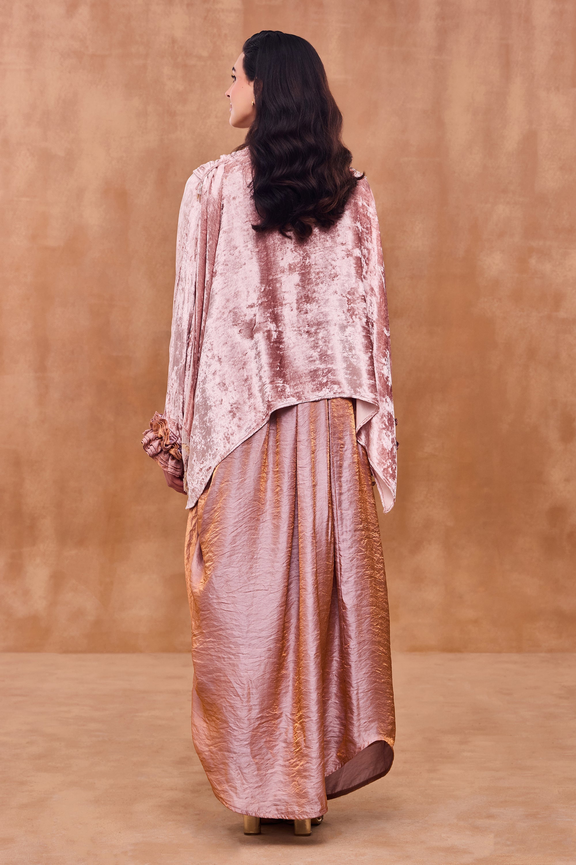 Areeba Embellished Cape with Cowl Skirt