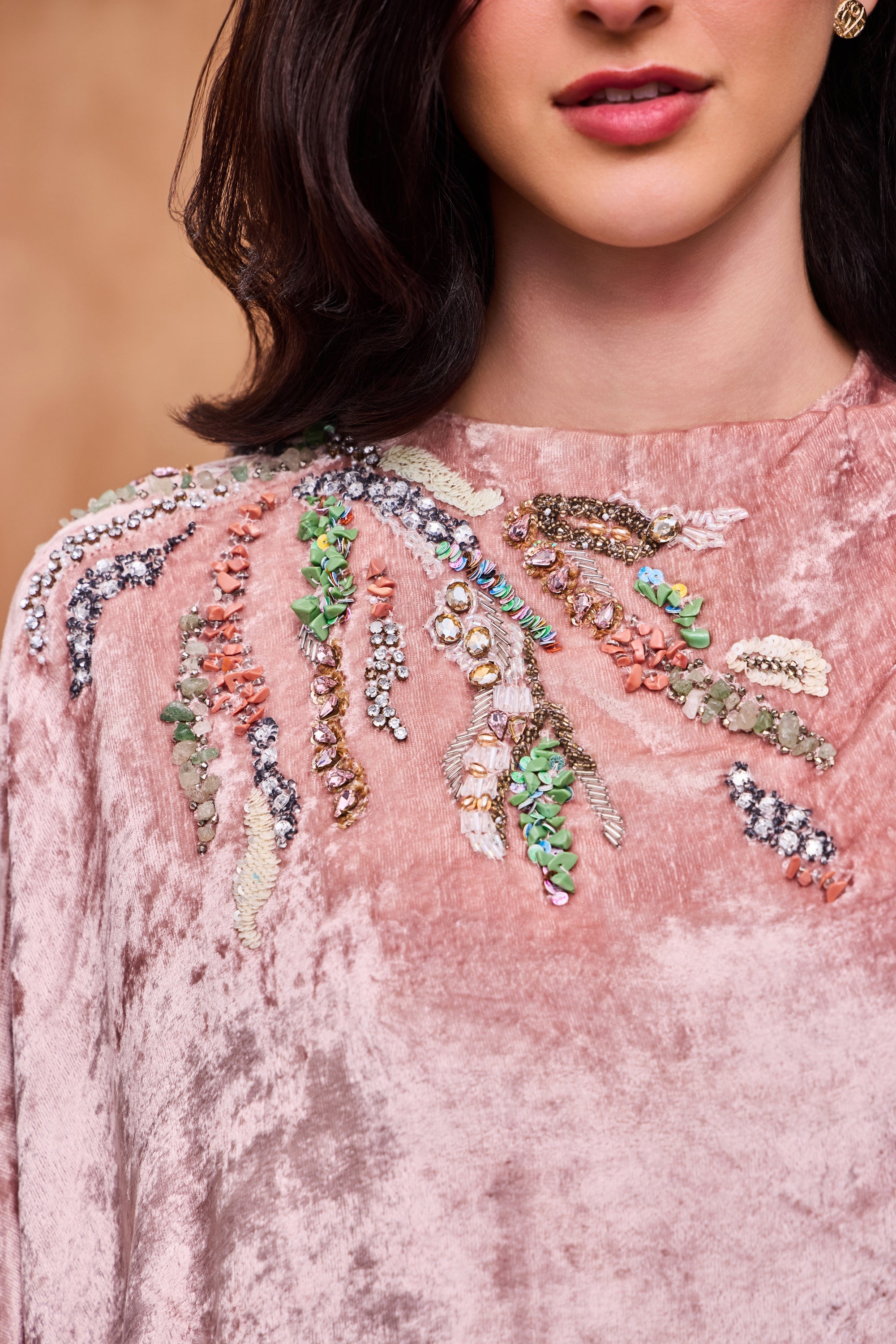 Areeba Embellished Cape with Cowl Skirt