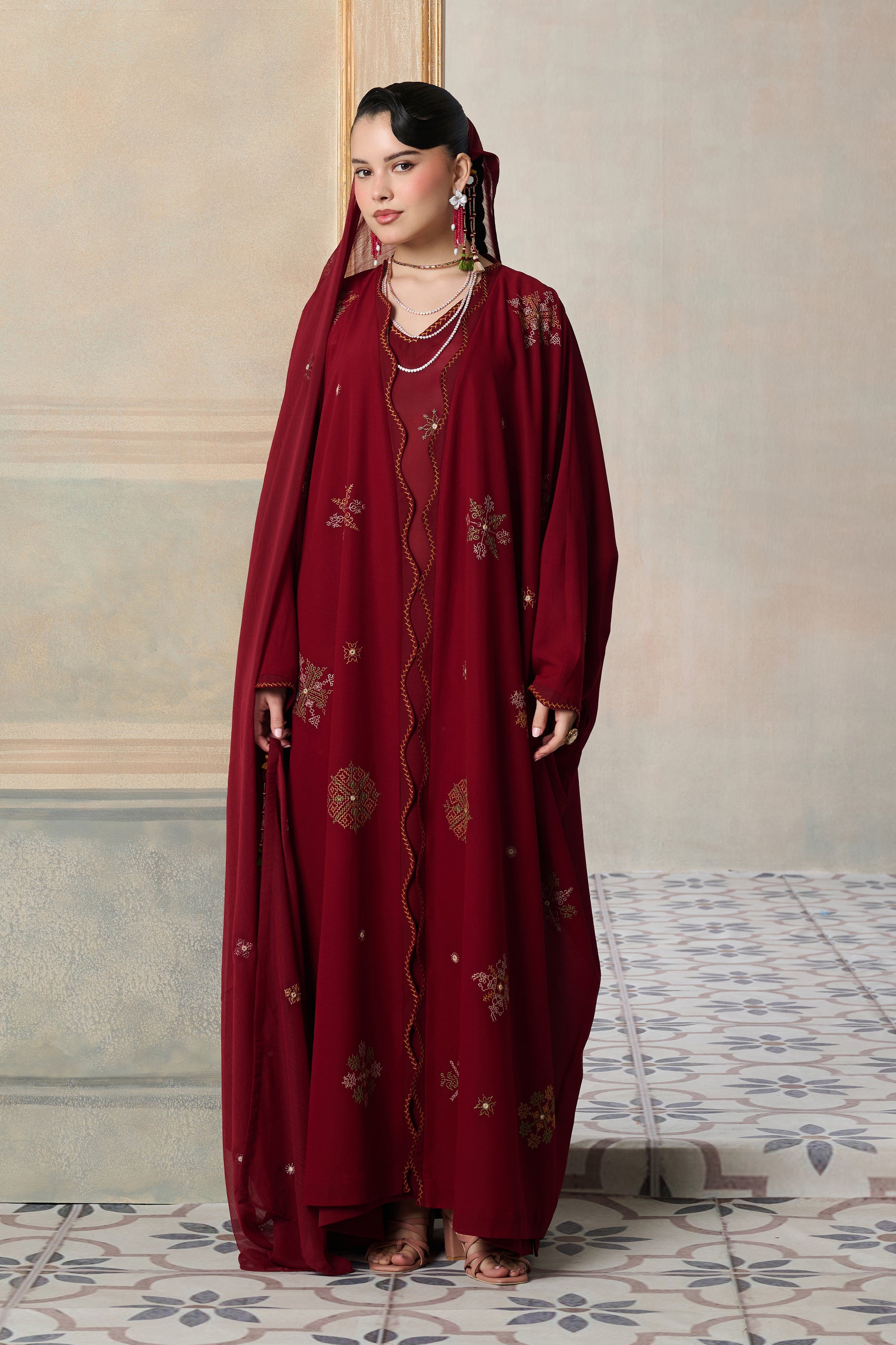 Halaa Embroidered Abaya with Embellishment