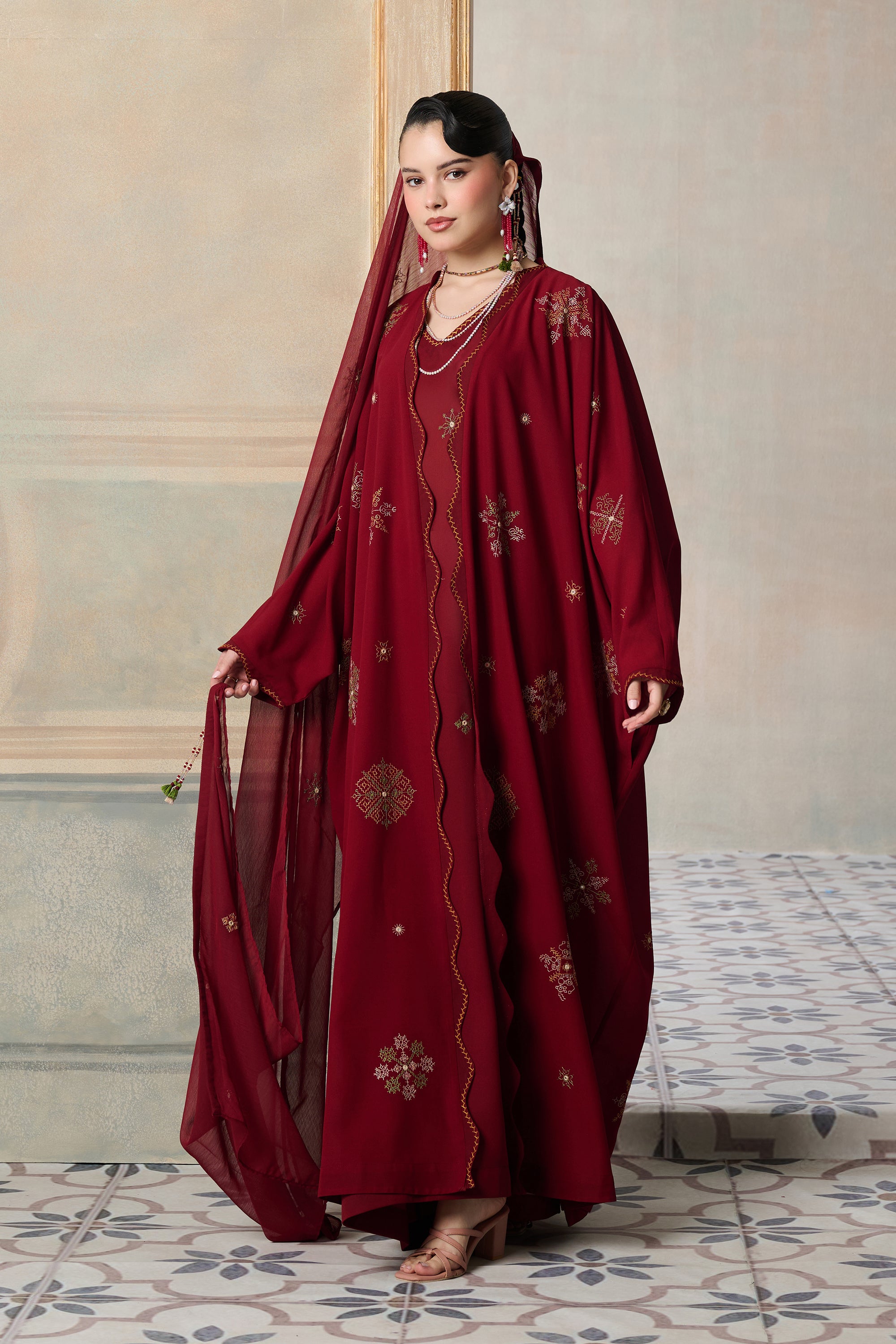 Halaa Embroidered Abaya with Embellishment