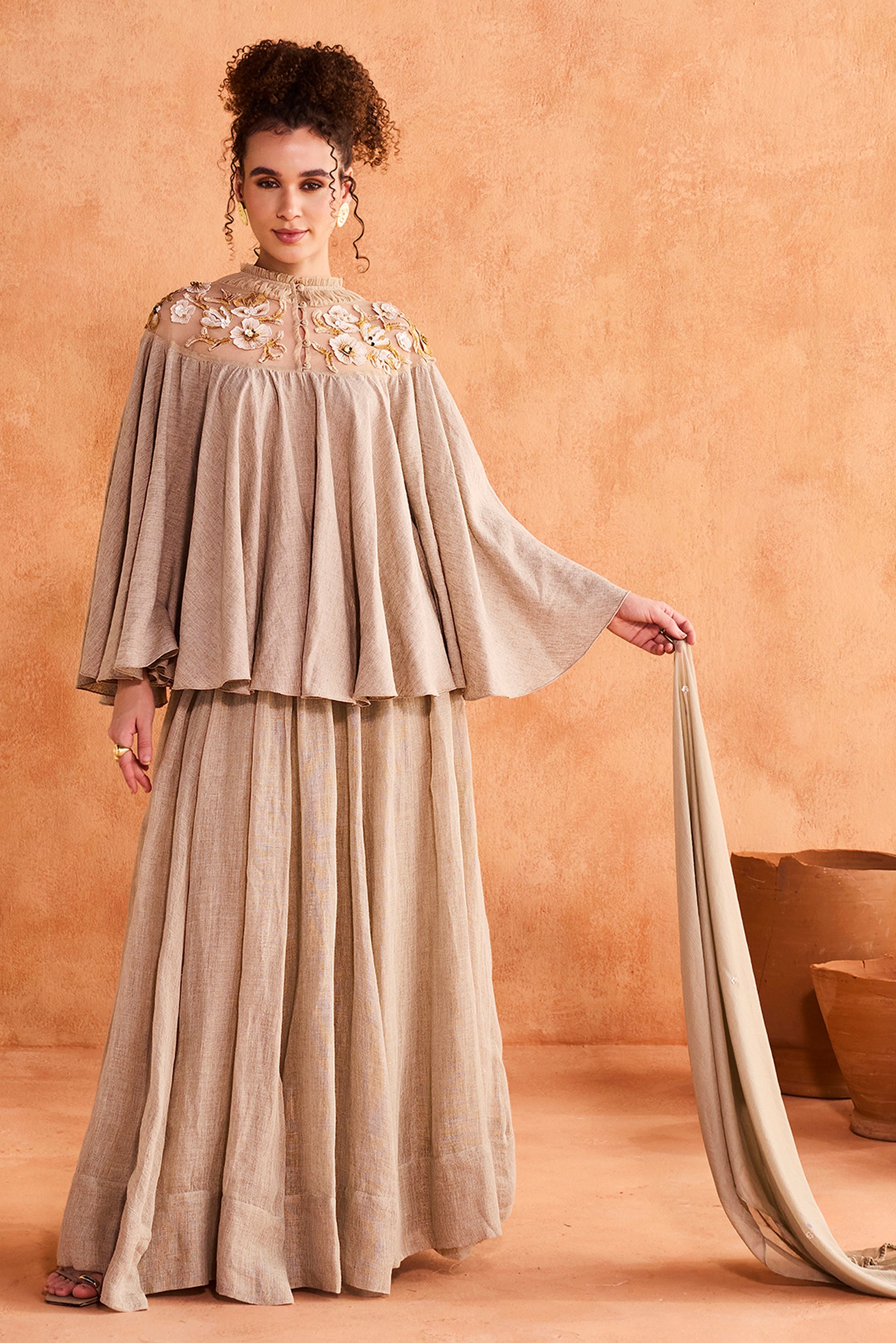 Barira Embroidered Cape & Skirt