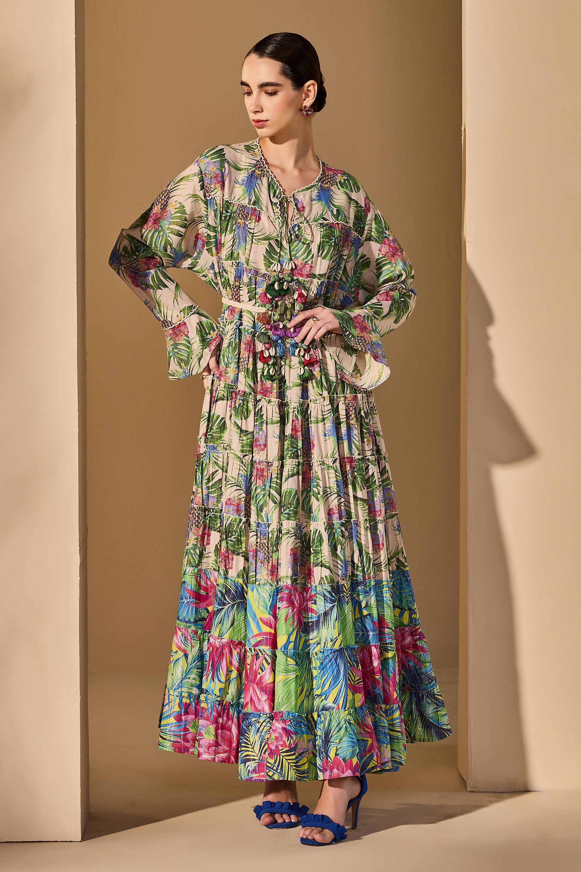 Zaylora Cotton Printed Jalabiya with Belt