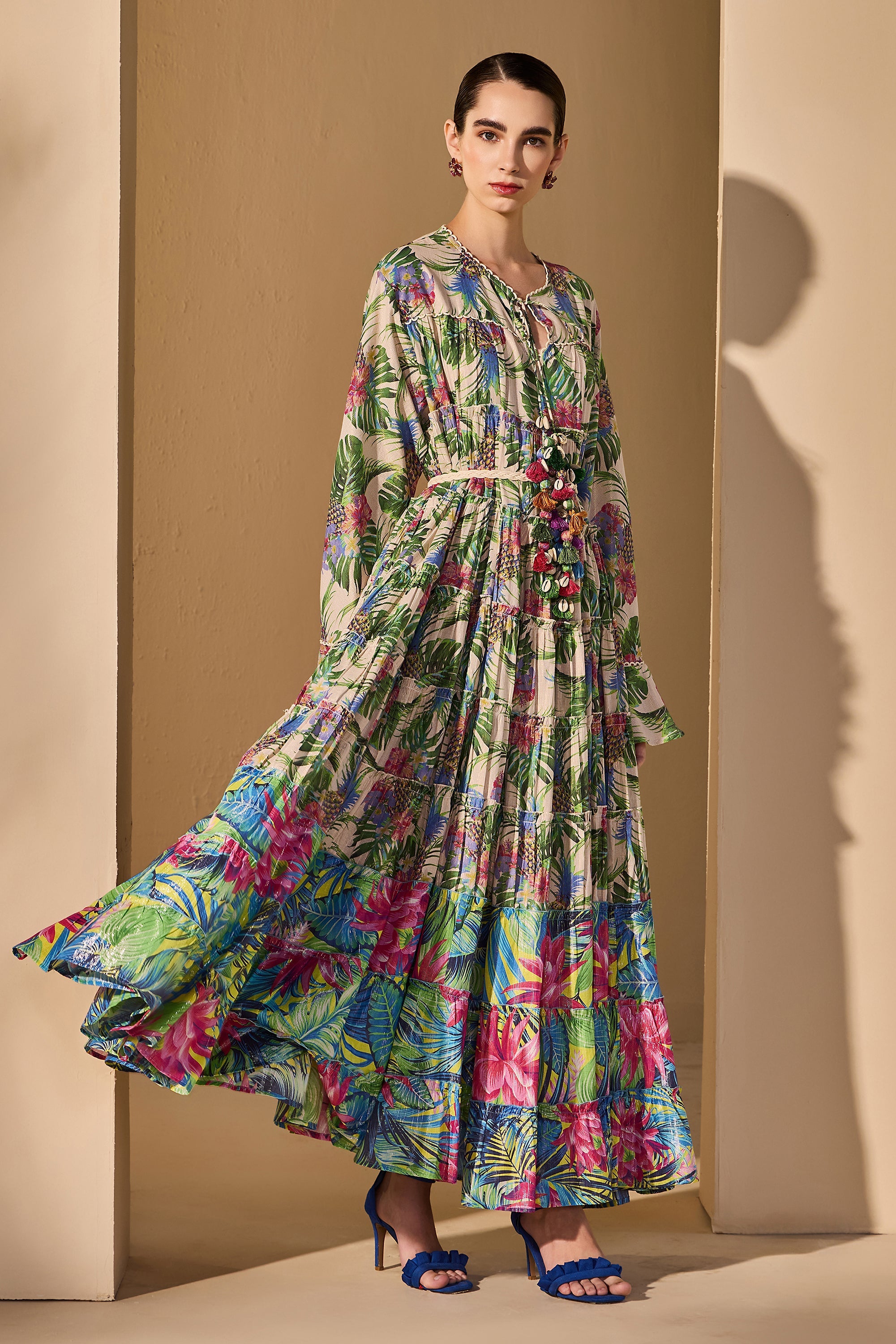 Zaylora Cotton Printed Jalabiya with Belt