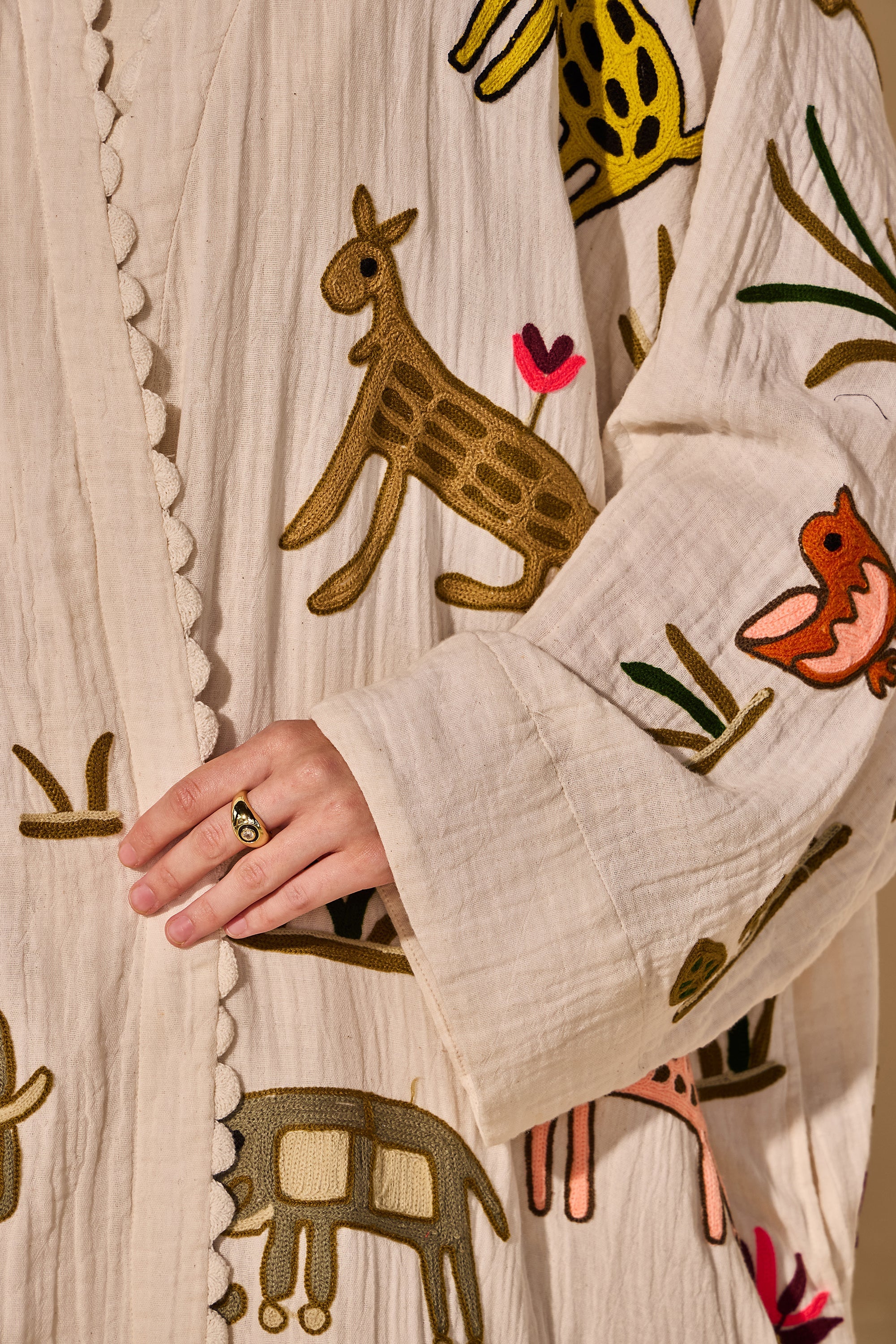 Layzara Cheese Cotton Bisht with Scarf