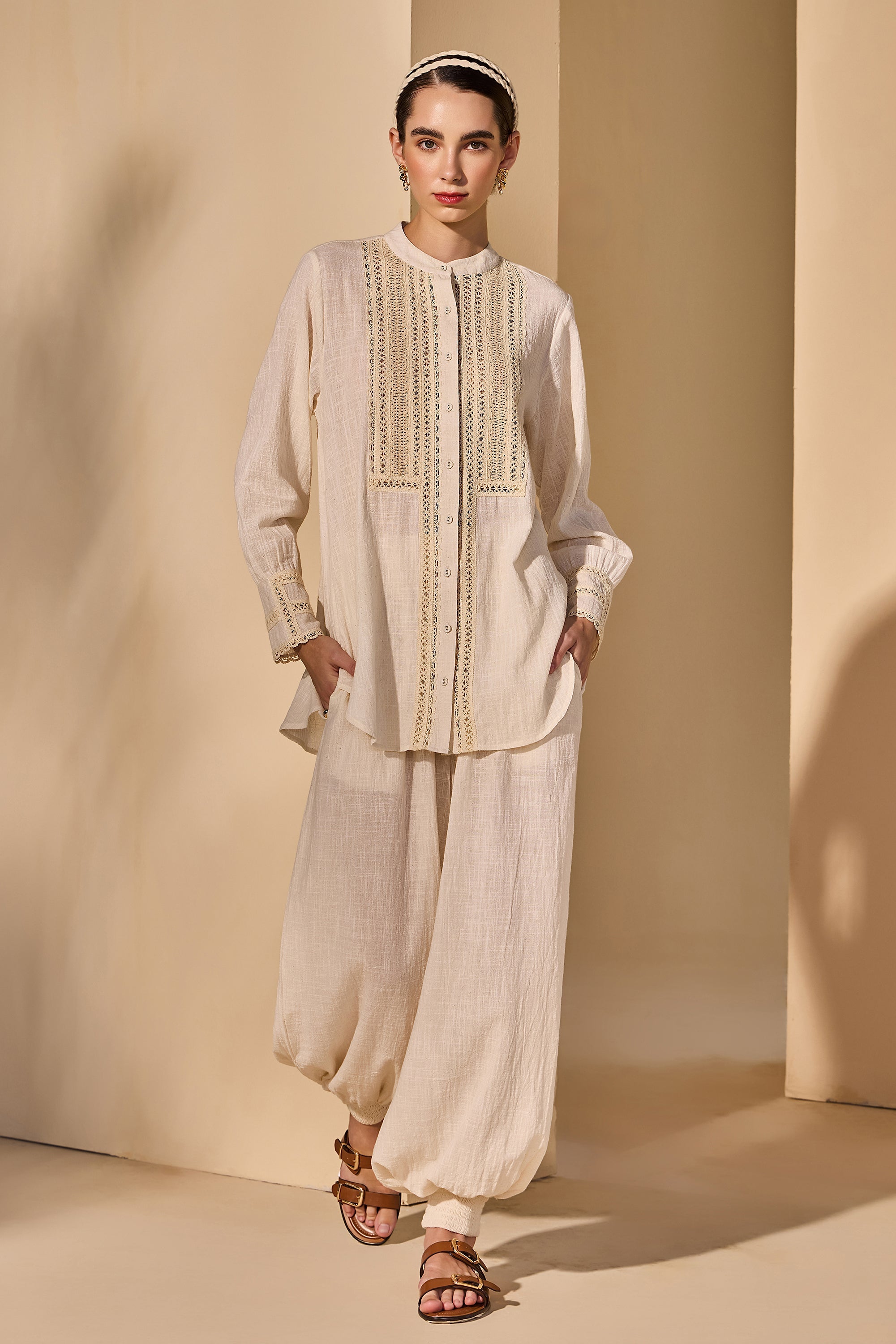 Sama Cotton Slub Top with Trousers