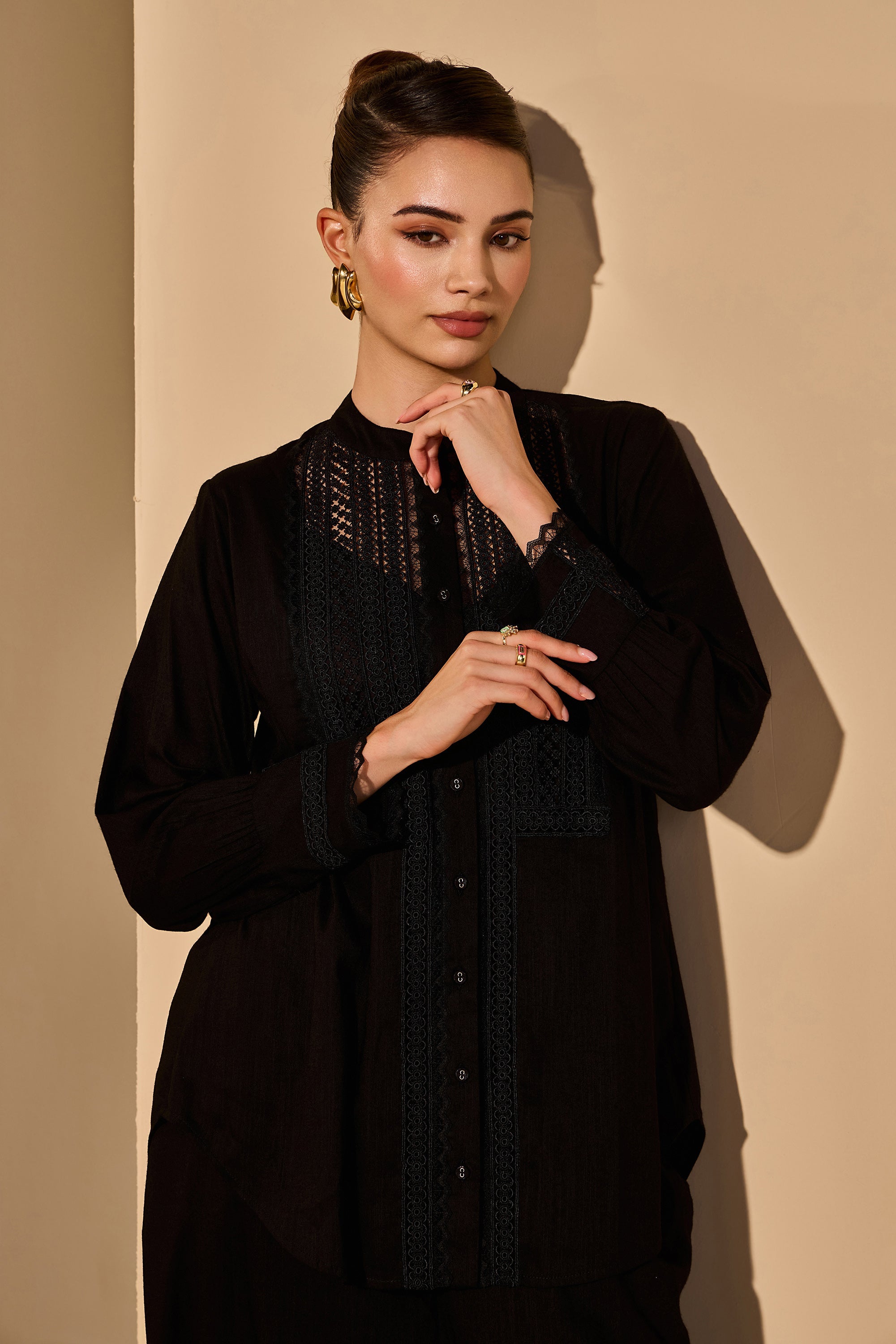 Gulnaz Cotton Slub Top with Trousers