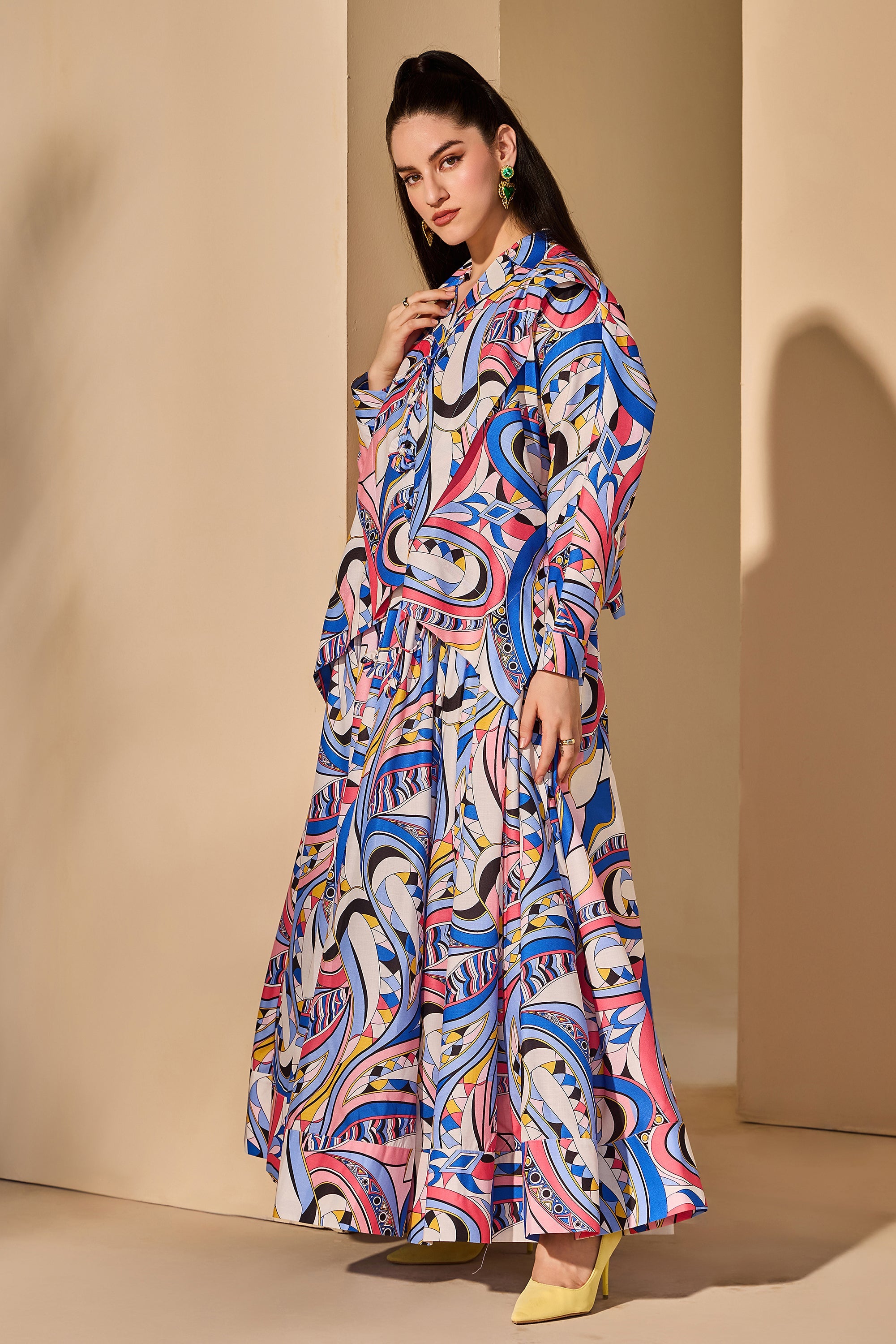 Noreen Cotton Printed Top with Skirt