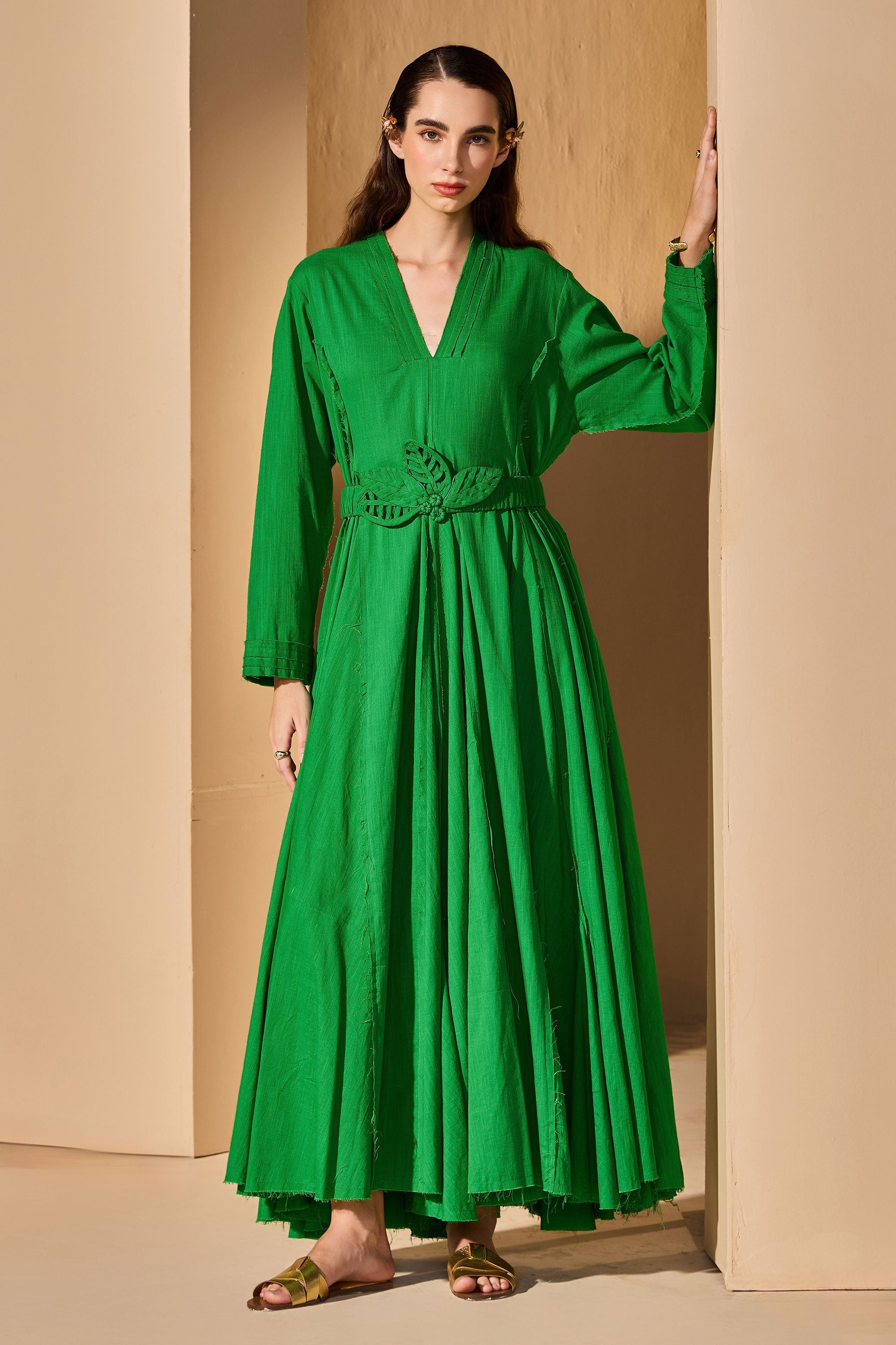 Amzara Cotton Slub Jalabiya with Belt