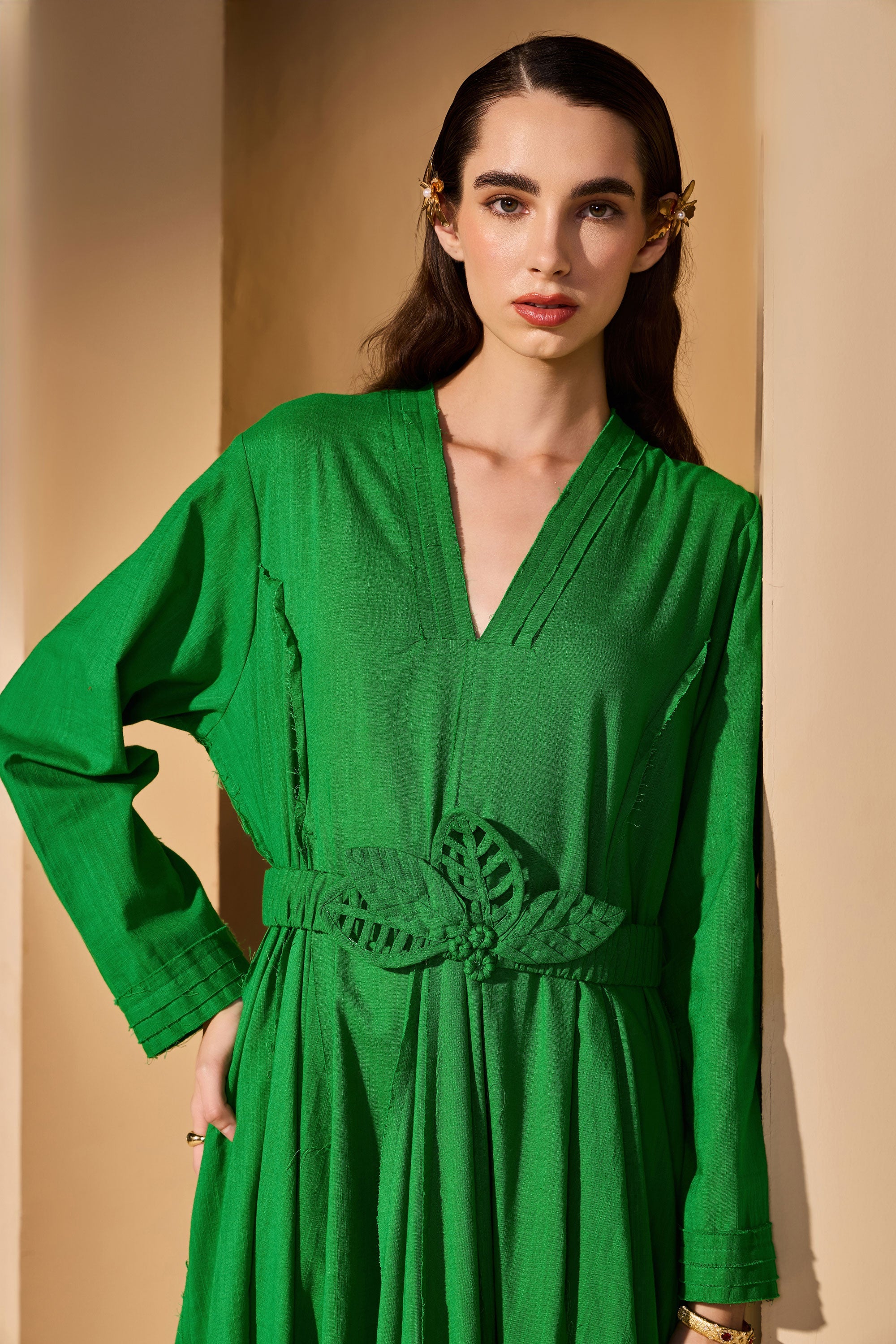 Amzara Cotton Slub Jalabiya with Belt