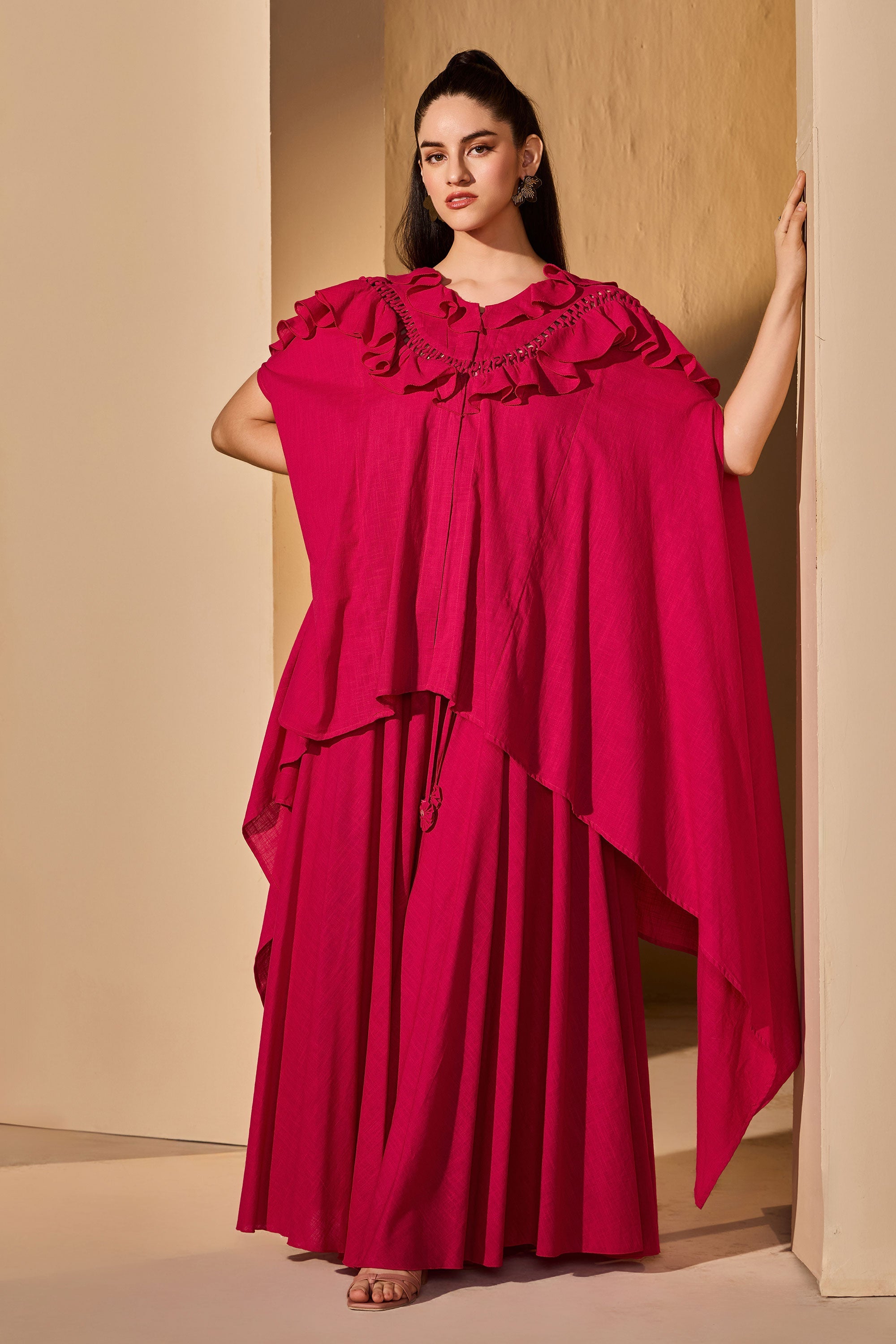 Kashaf Cotton Slub Top with Flared Trousers
