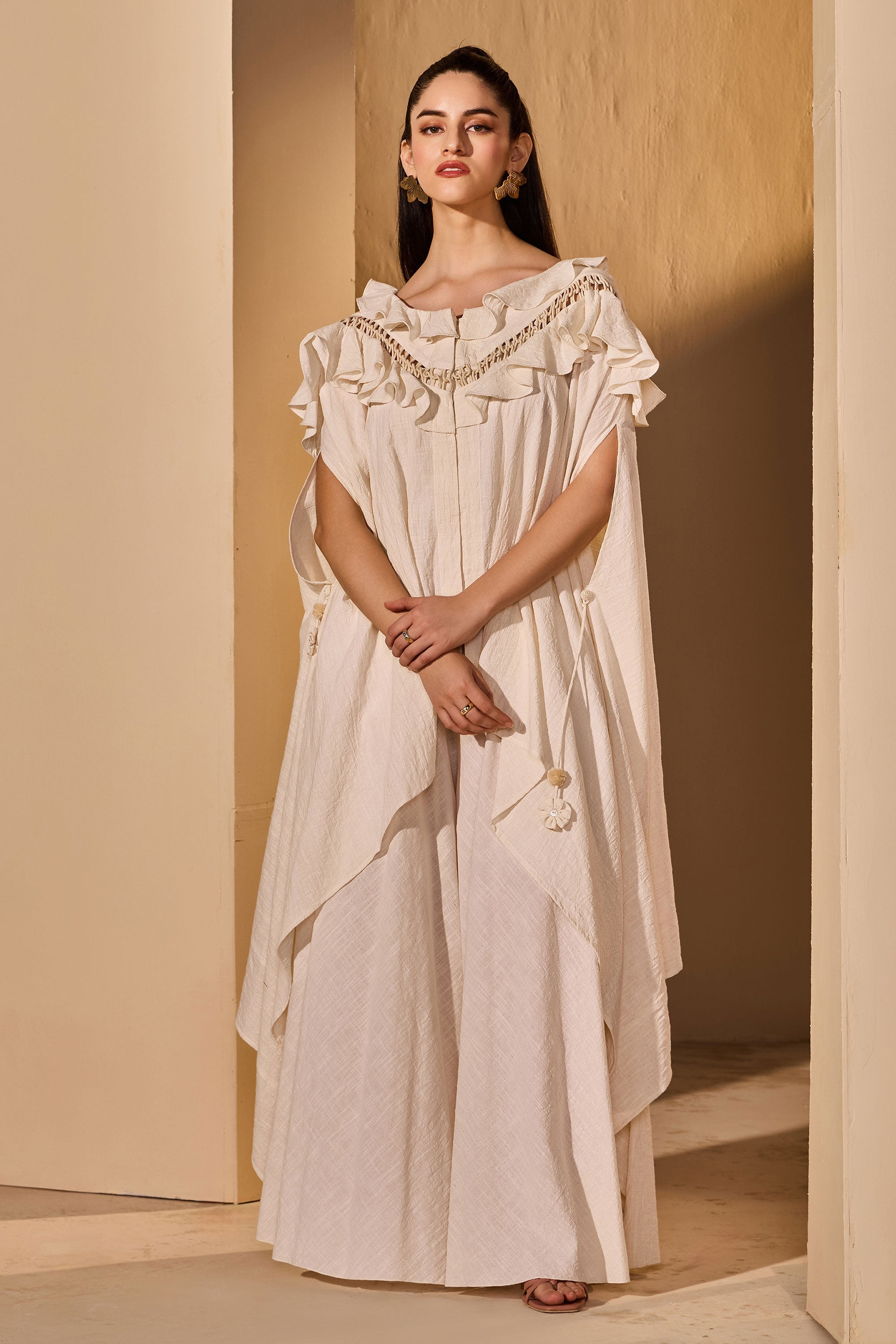 Benazir Cotton Slub Top with Flared Trousers