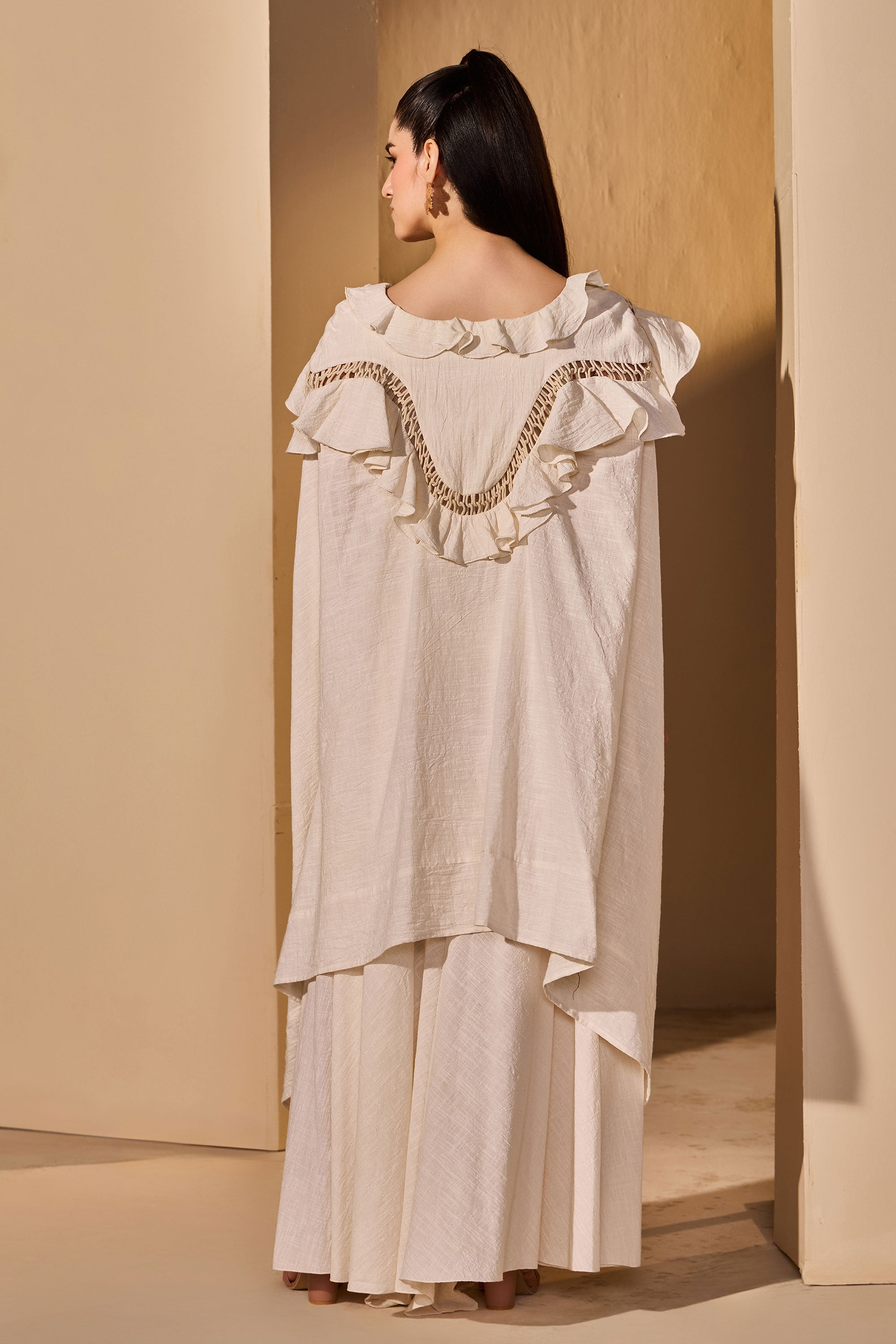 Benazir Cotton Slub Top with Flared Trousers