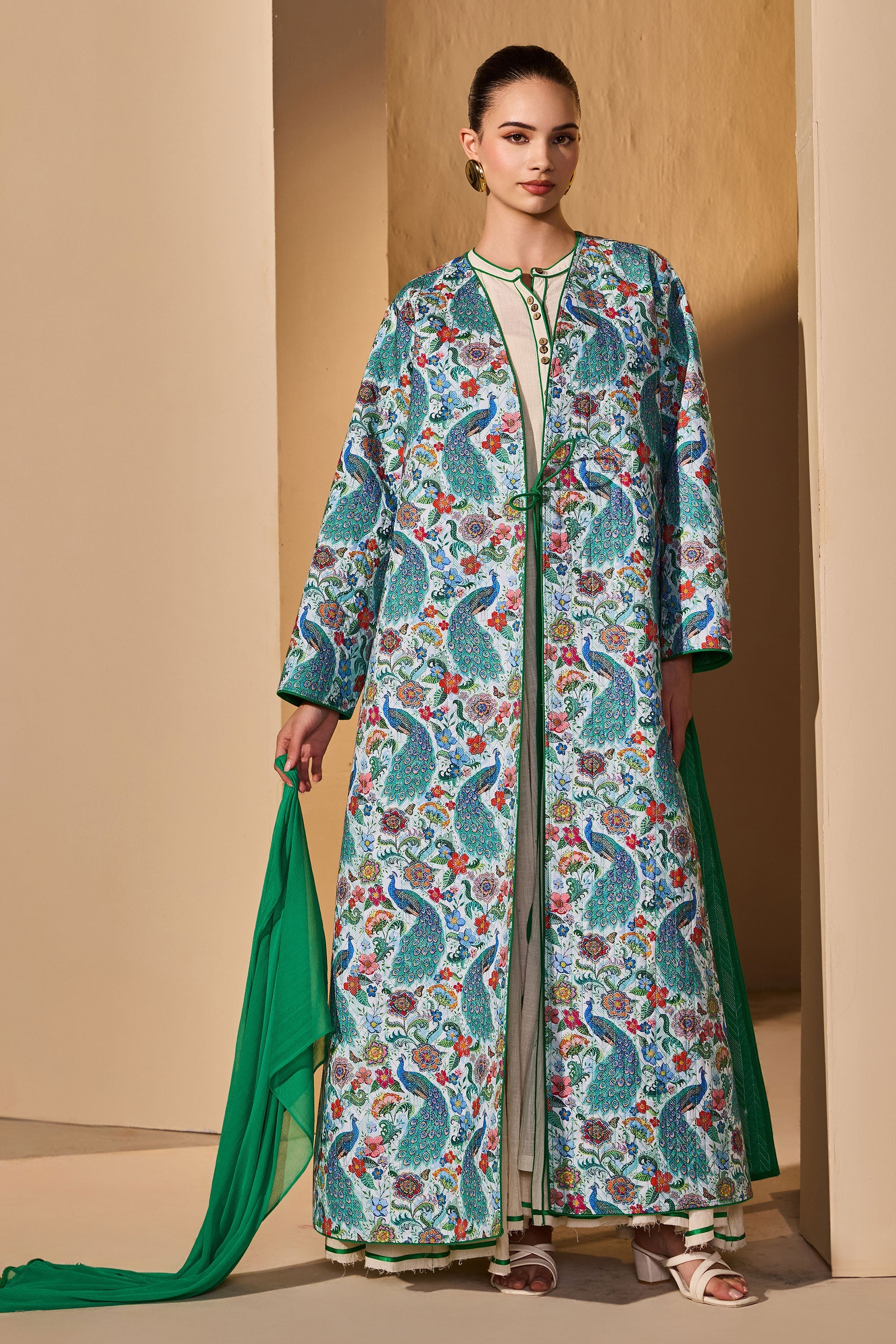 Rihanae Cotton Printed Quilted Bisht
