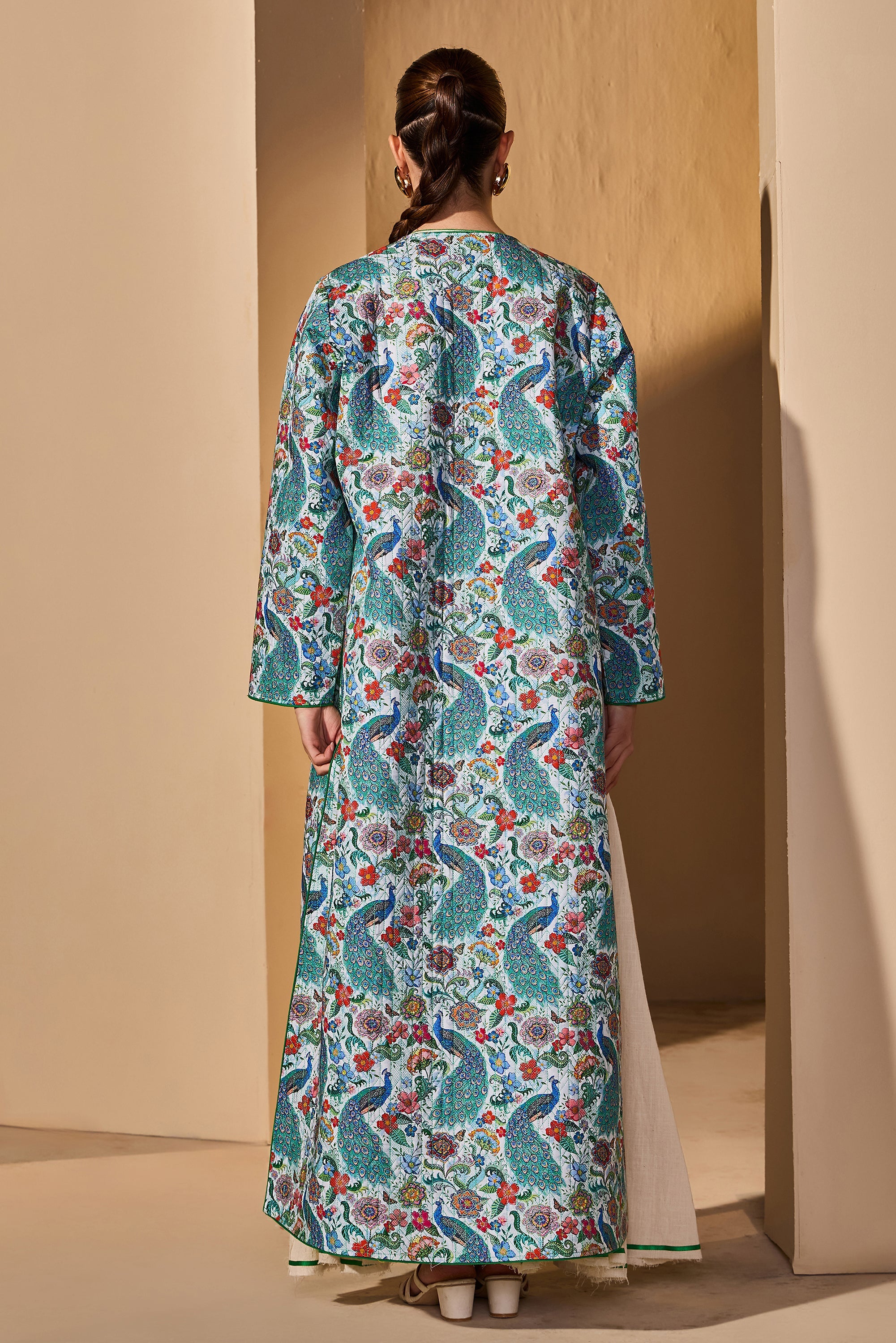 Rihanae Cotton Printed Quilted Bisht