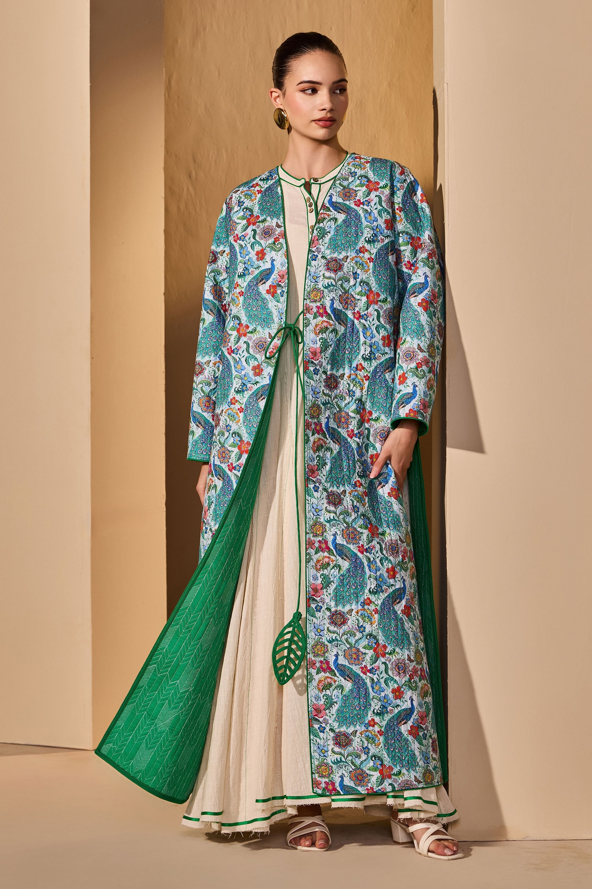 Rihanae Cotton Printed Quilted Bisht