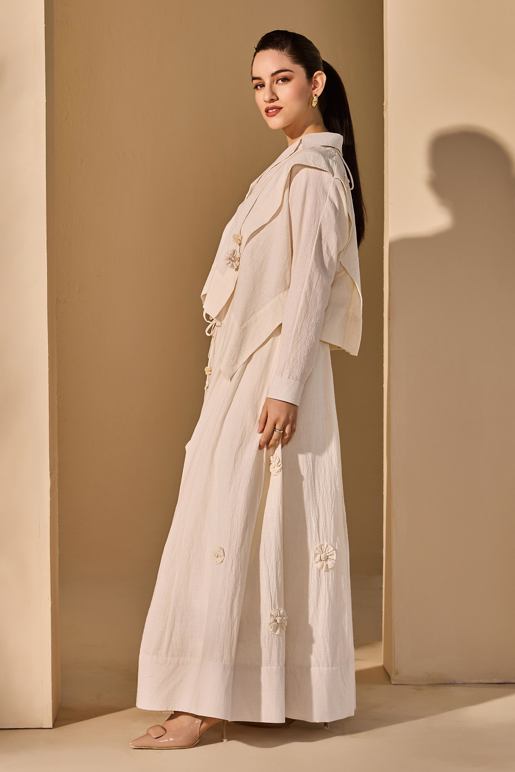 Sania Cotton Slub Top with Skirt