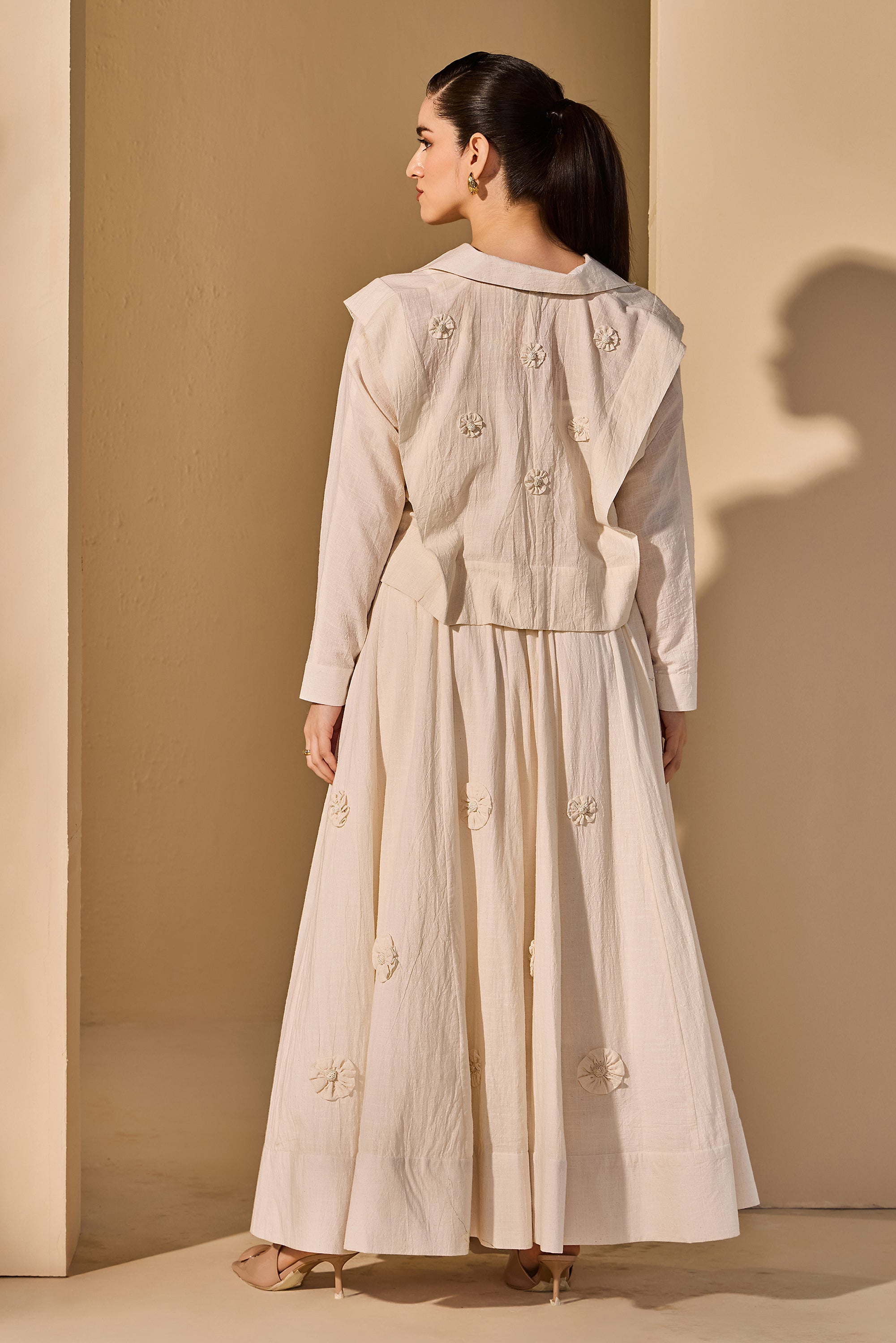Sania Cotton Slub Top with Skirt