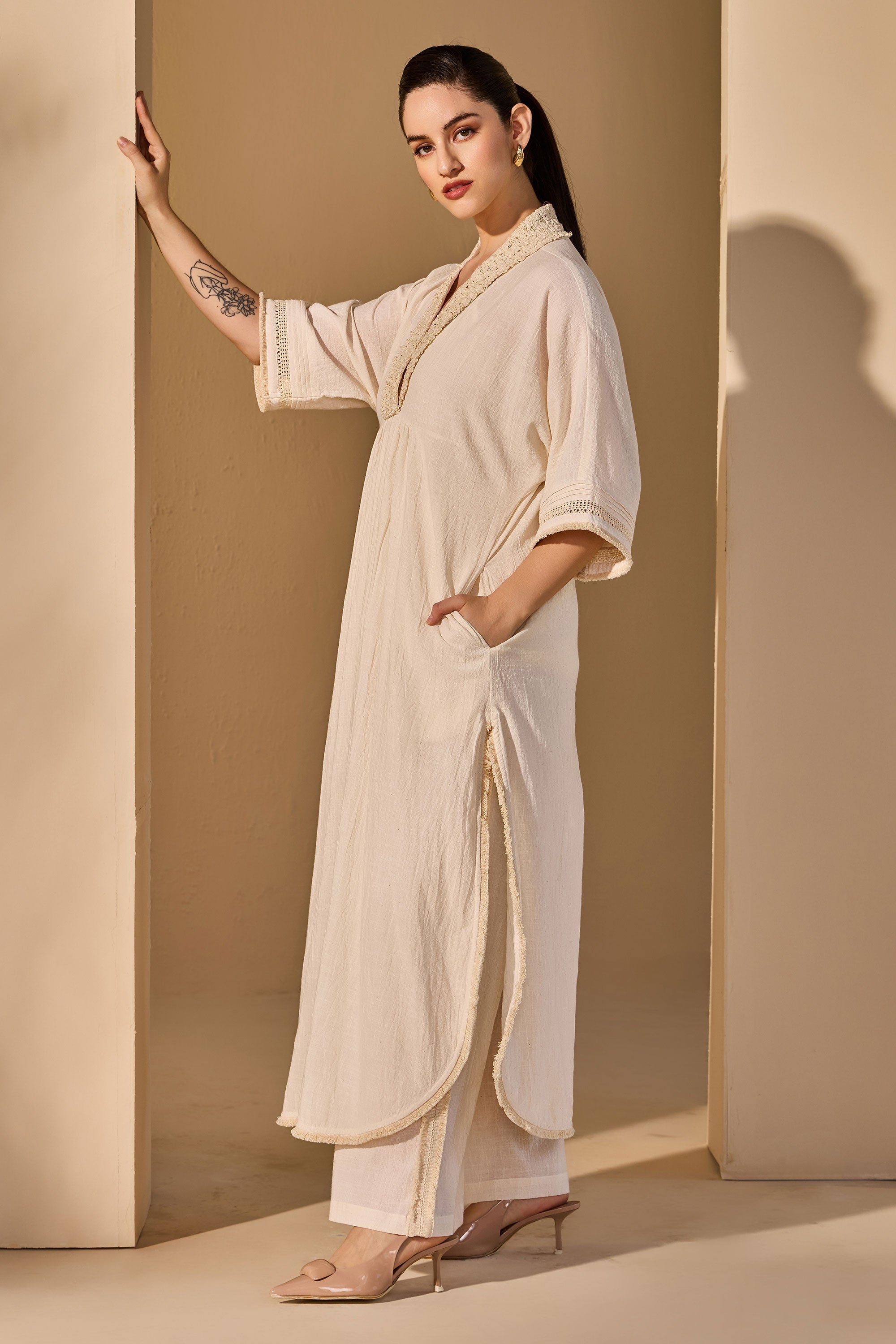 Zinaya Cotton Slub Tunic with Trousers