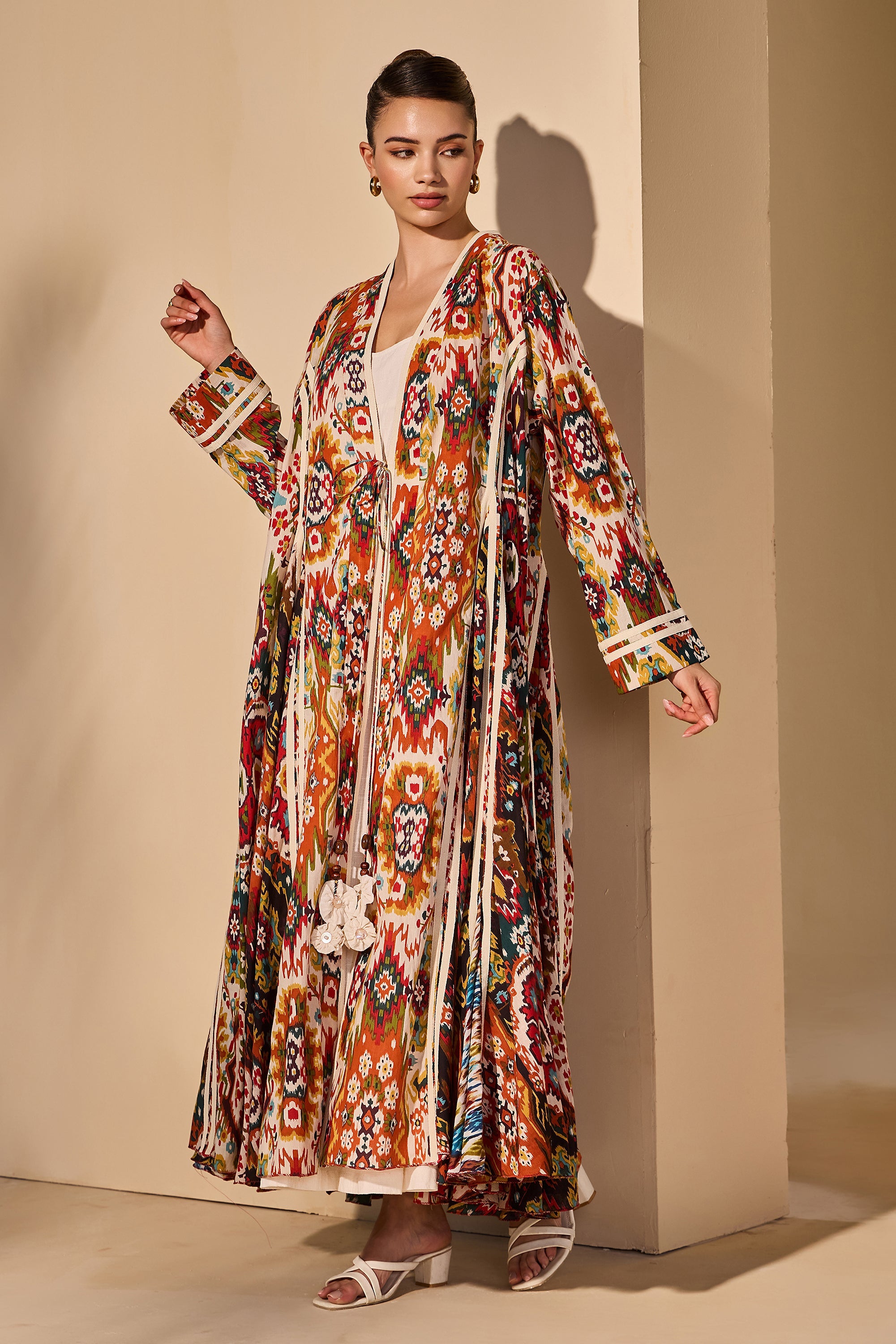 Aarzoo Cotton Printed Flared Bisht