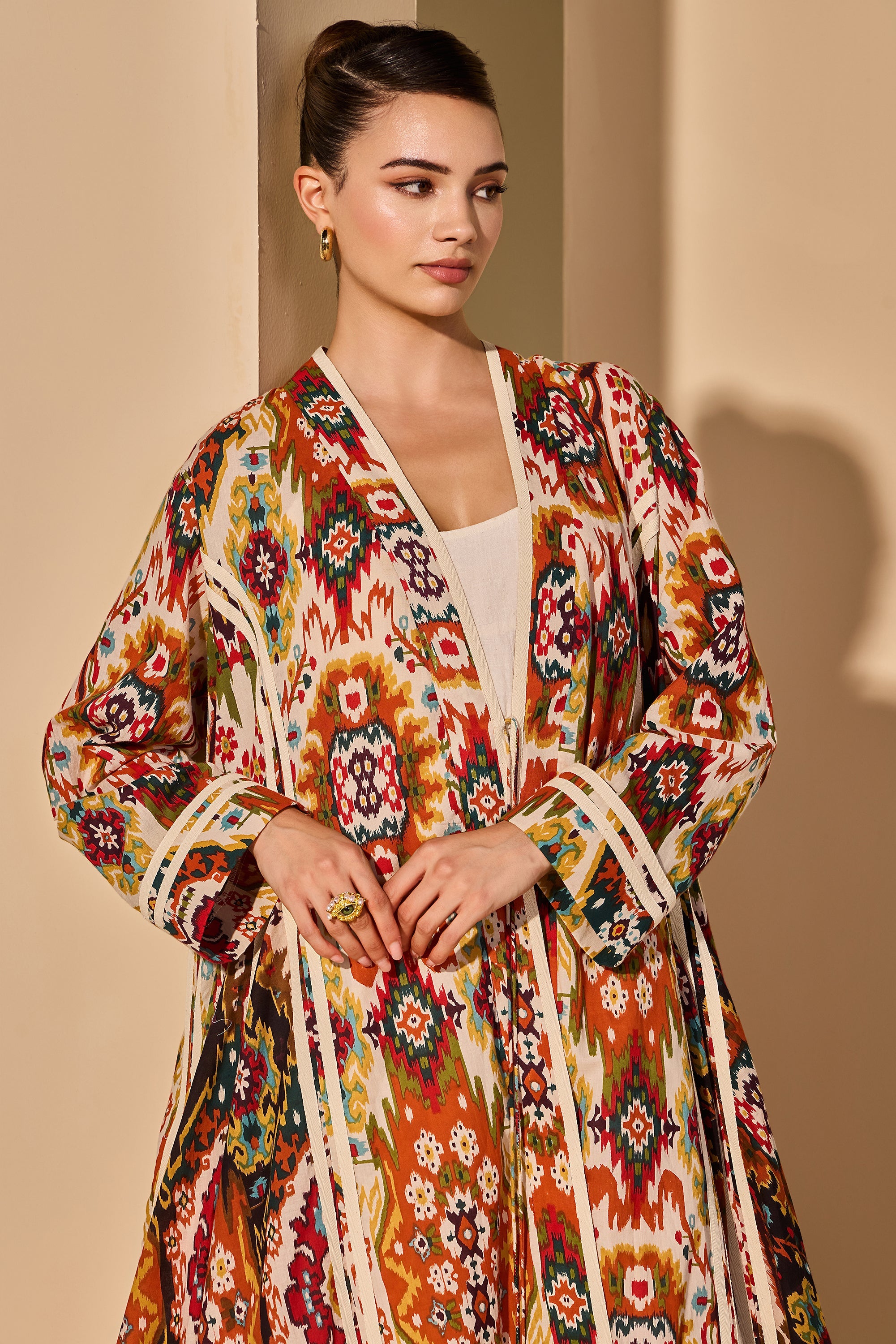 Aarzoo Cotton Printed Flared Bisht