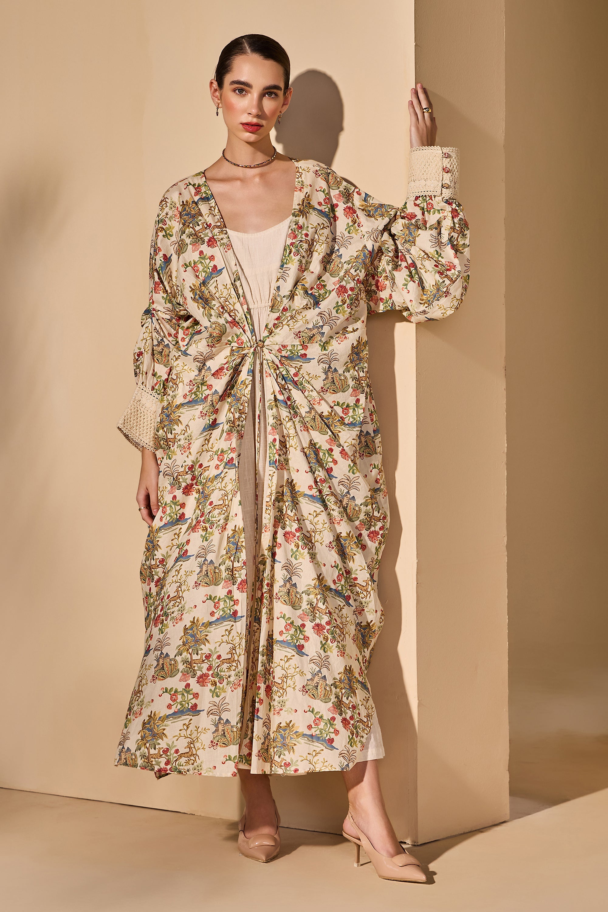 Ravaya Cotton Printed Bisht with Inner Dress