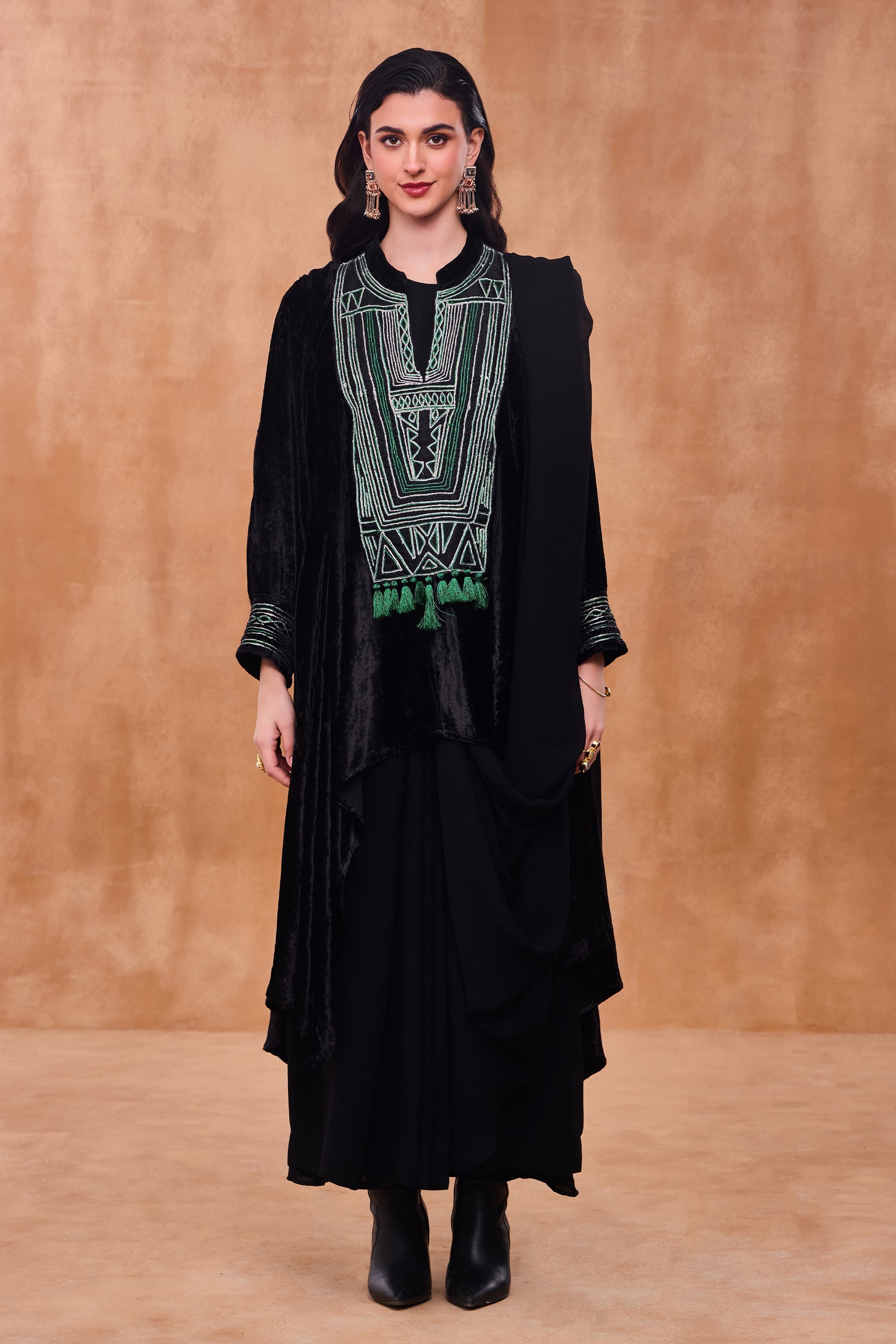 Jahanara Embroidered Draped Jalabiya